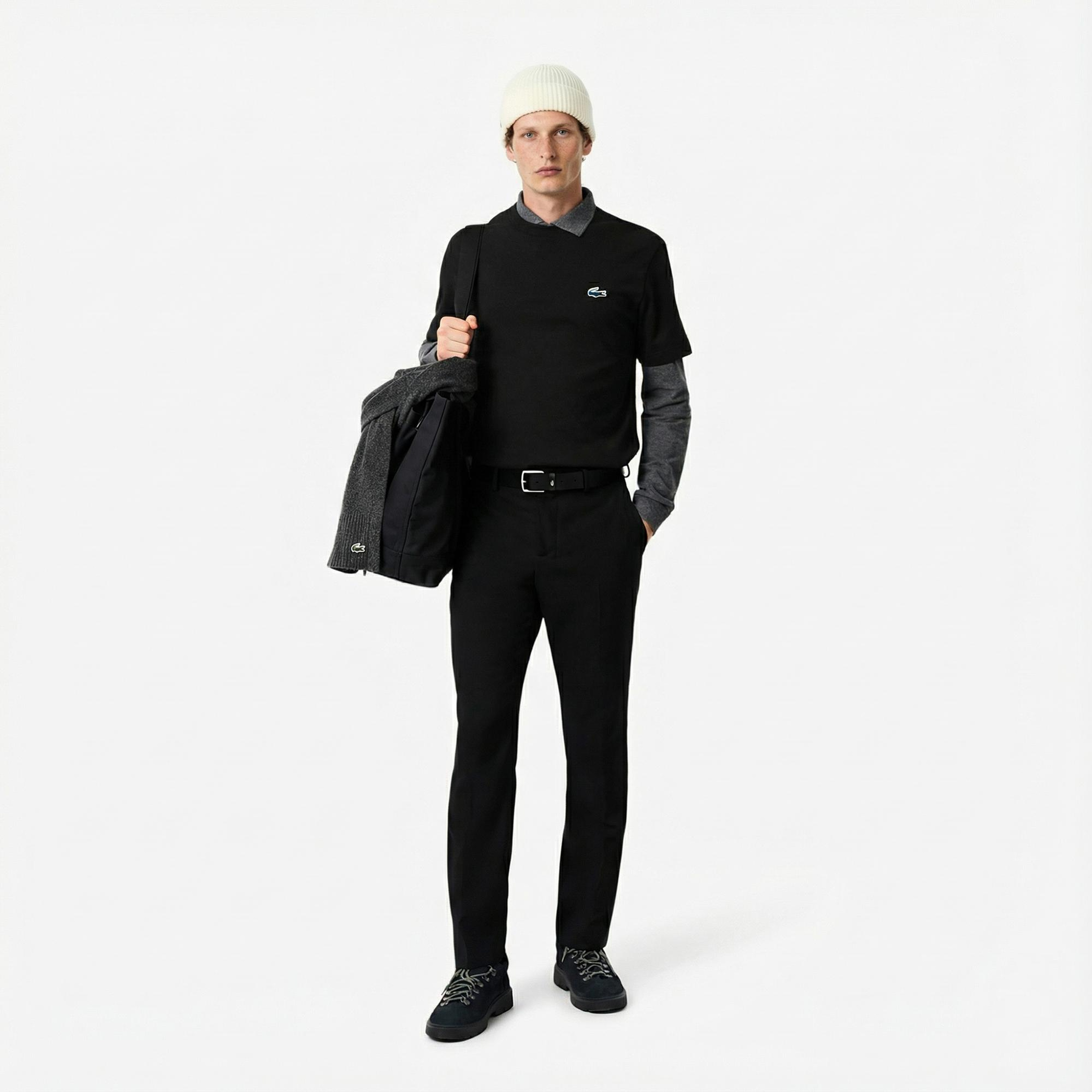 Lacoste Erkek Classic Fit Bisiklet Yaka Siyah T-Shirt