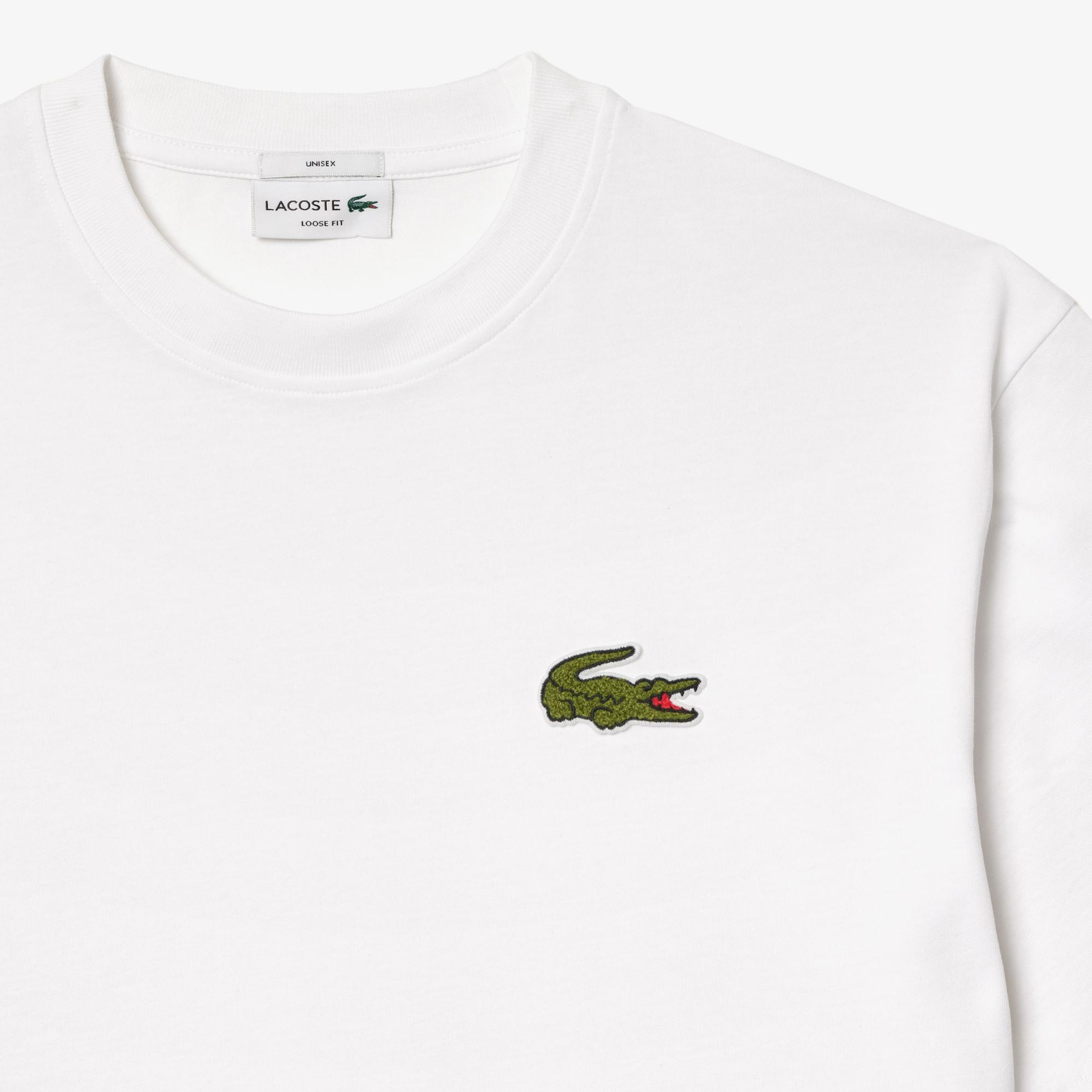 Lacoste Unisex Loose Fit Bisiklet Yaka Beyaz T-Shirt