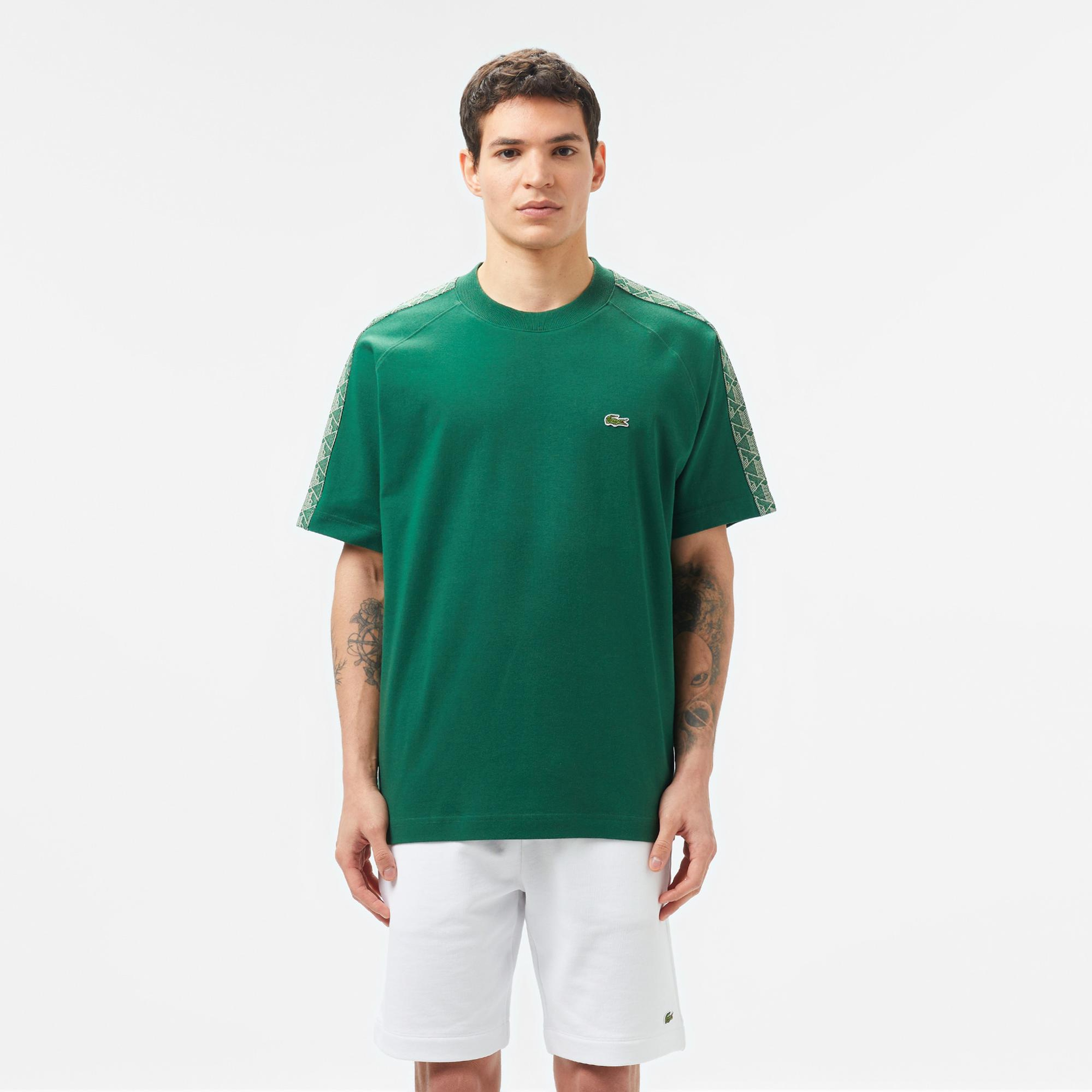 Lacoste Erkek Oversize Fit Bisiklet Yaka Baskılı Koyu Yeşil T-Shirt