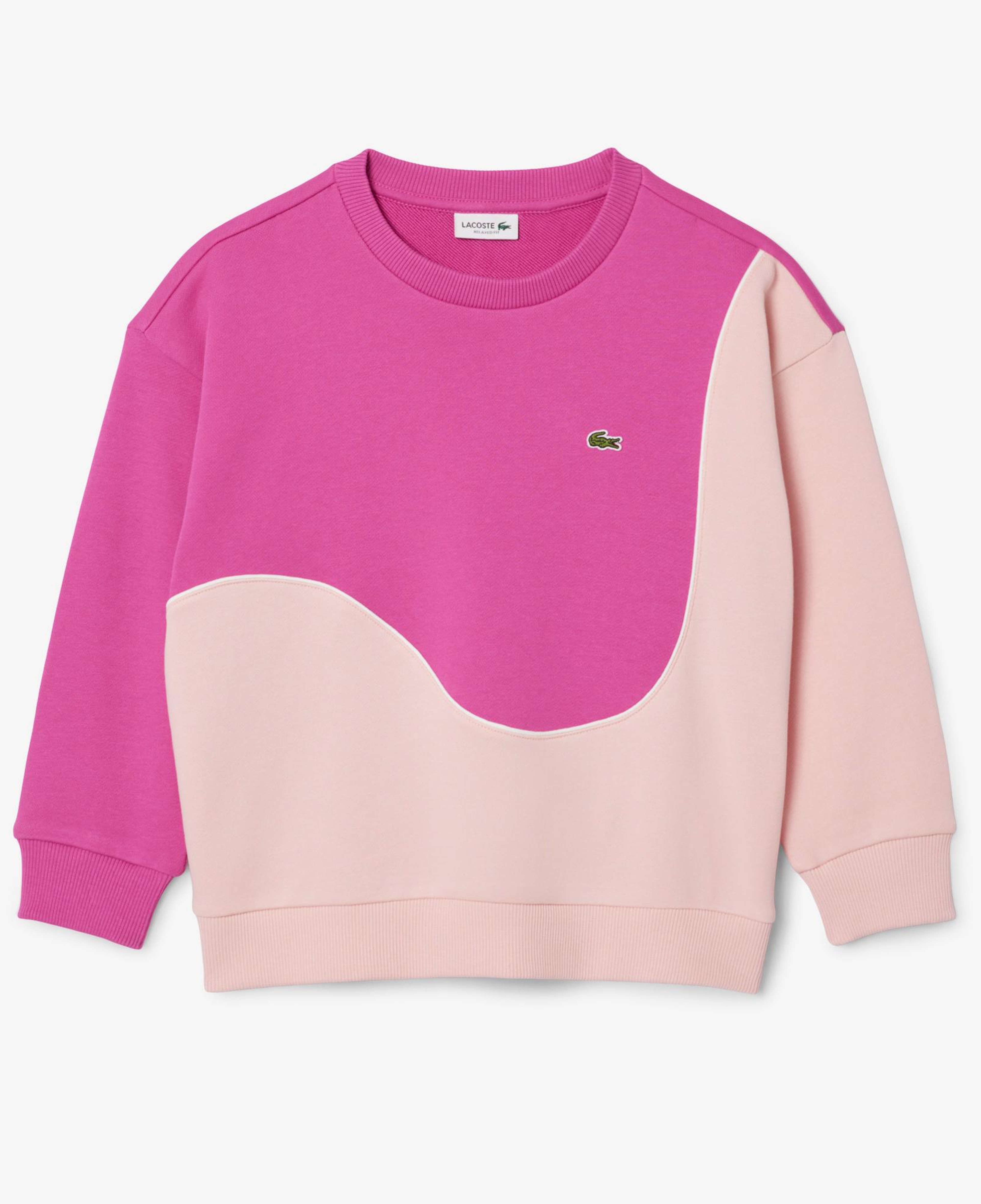 Lacoste Çocuk Bisiklet Yaka Renk Bloklu Pembe Sweatshirt