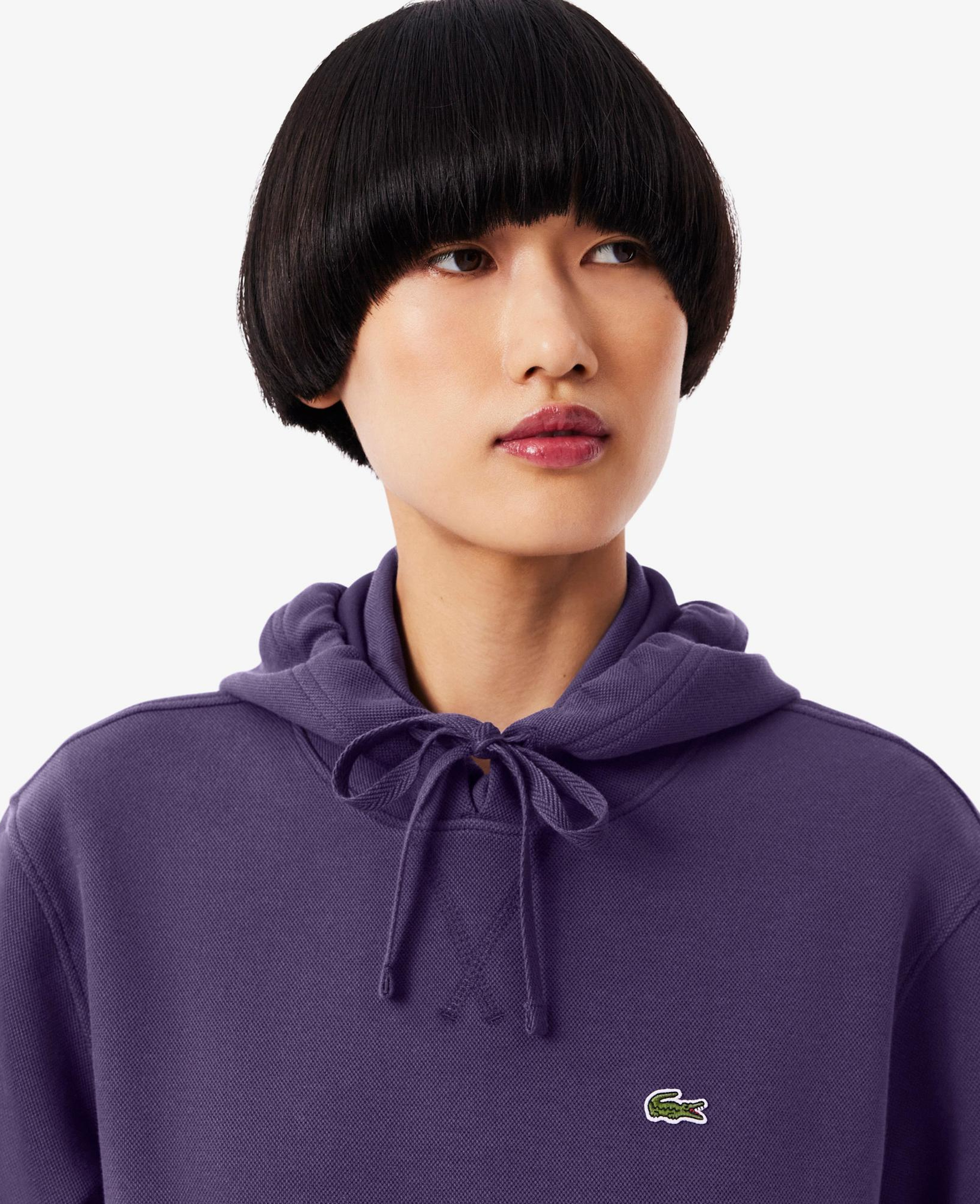 Lacoste Kadın Relaxed Fit Kapüşonlu Mor Sweatshirt