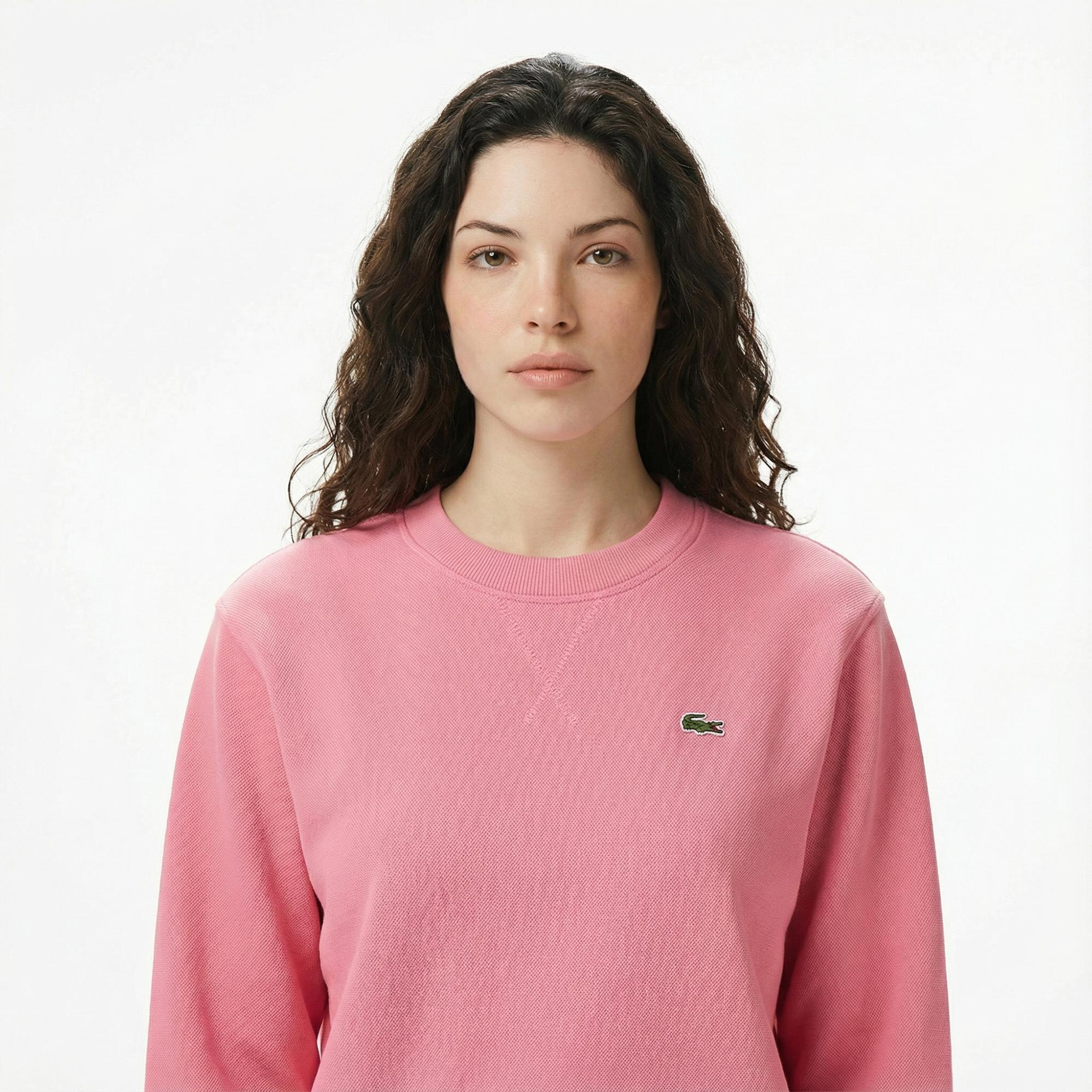 Lacoste Kadın Relaxed Fit Bisiklet Yaka Pembe Sweatshirt