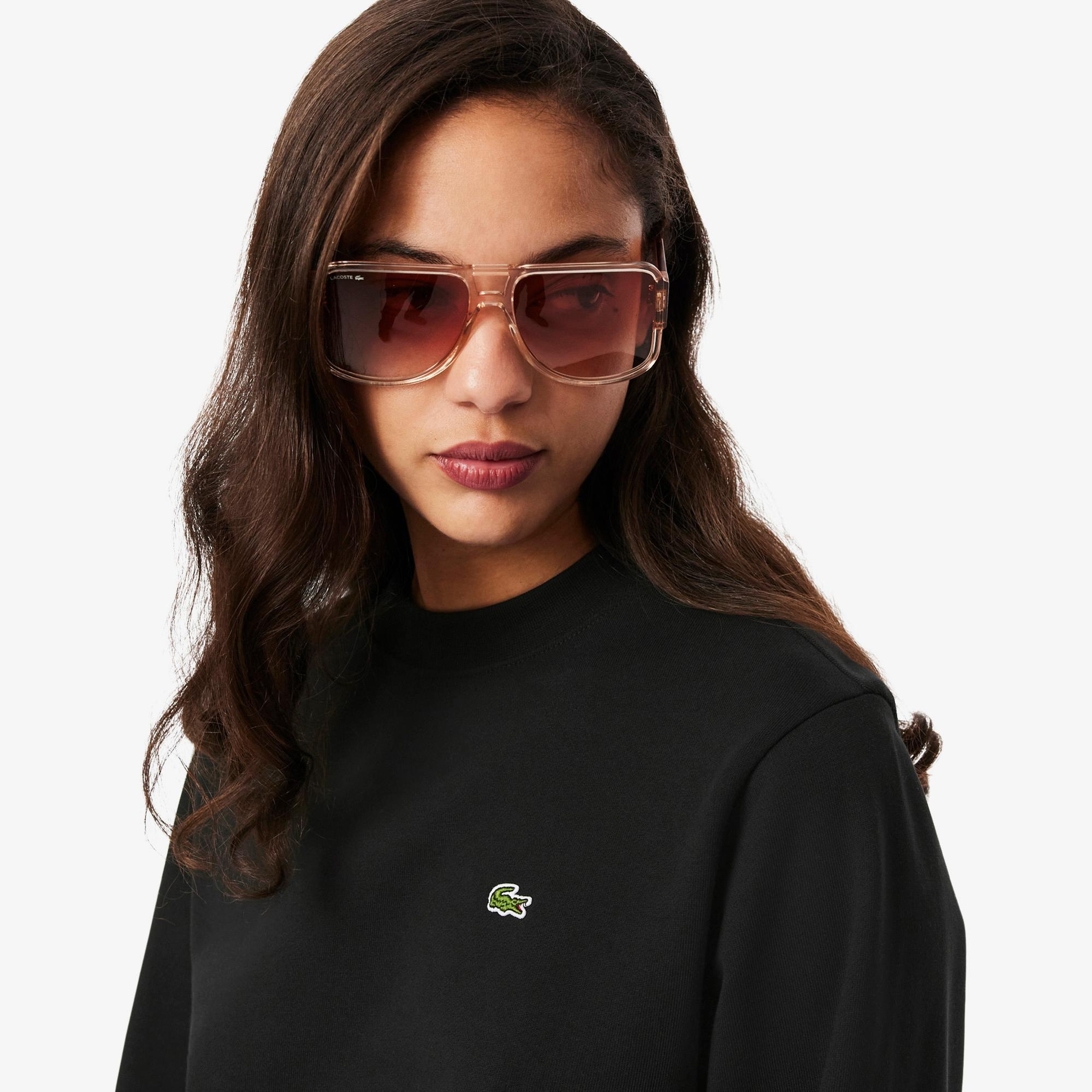 Lacoste Kadın Relaxed Fit Bisiklet Yaka Siyah Sweatshirt