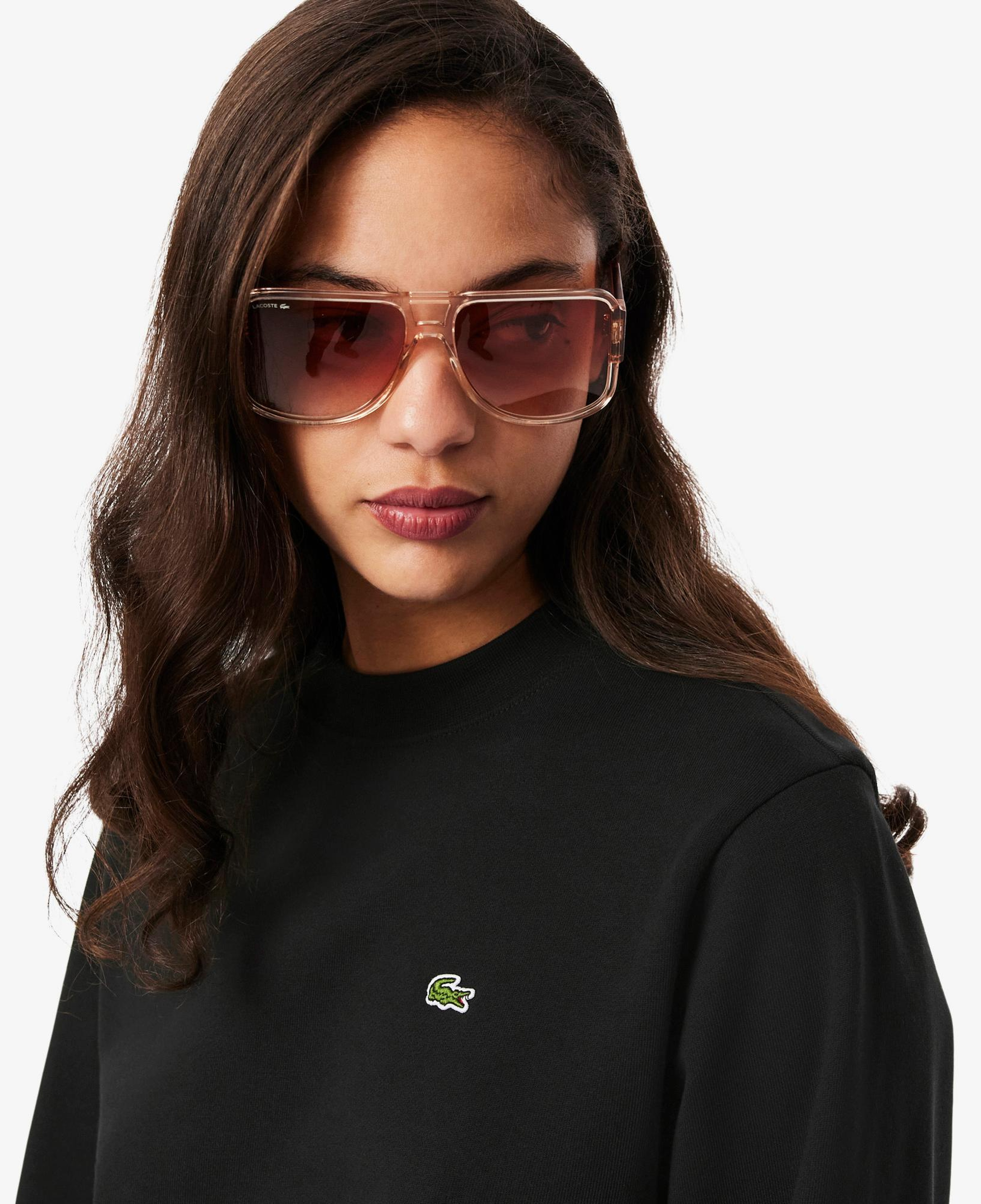 Lacoste Kadın Relaxed Fit Bisiklet Yaka Siyah Sweatshirt