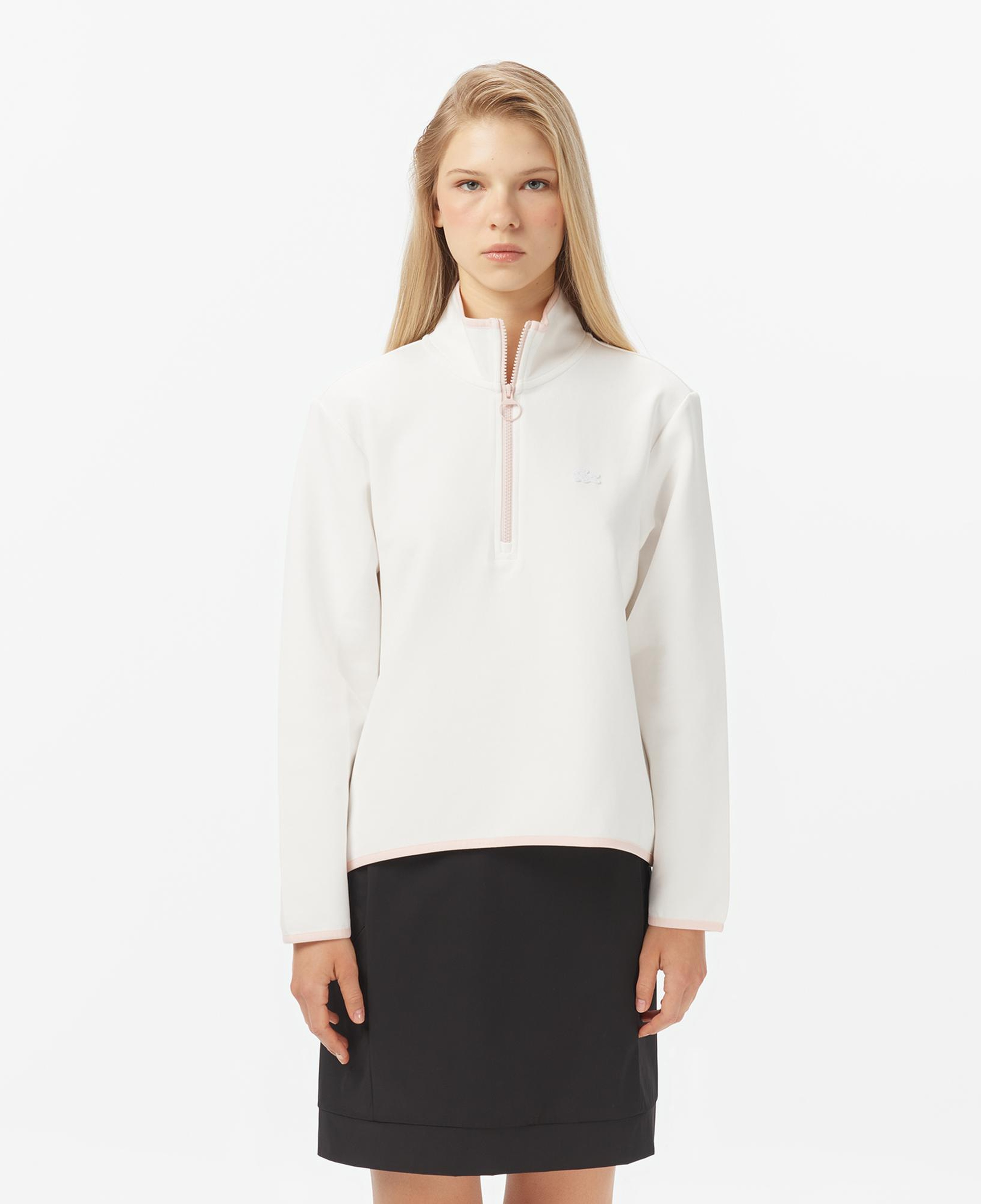 Lacoste Kadın Regular Fit Yarım Fermuarlı Beyaz Sweatshirt