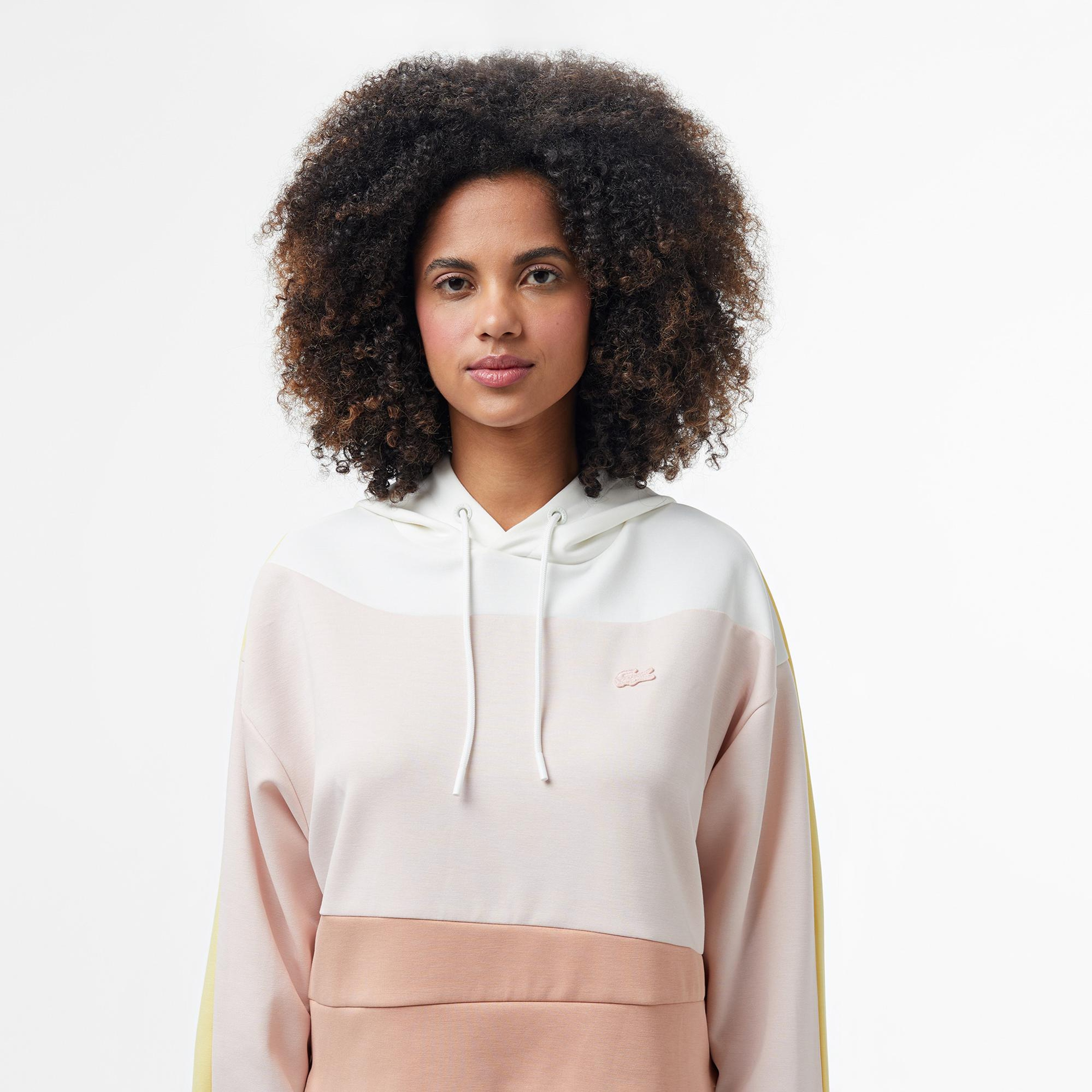 Lacoste Kadın Kapüşonlu Renk Bloklu Açık Pembe Sweatshirt