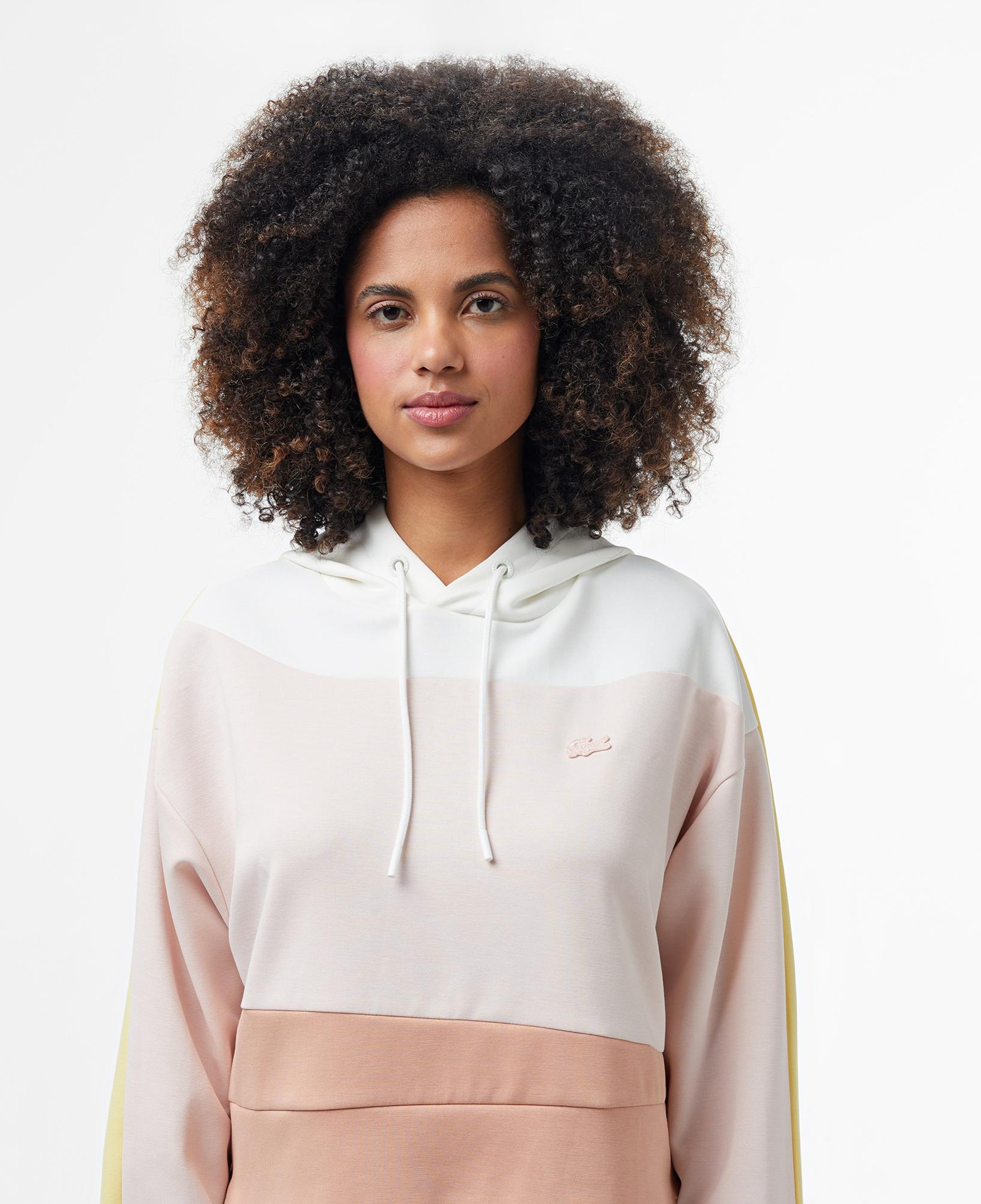 Lacoste Kadın Kapüşonlu Renk Bloklu Açık Pembe Sweatshirt