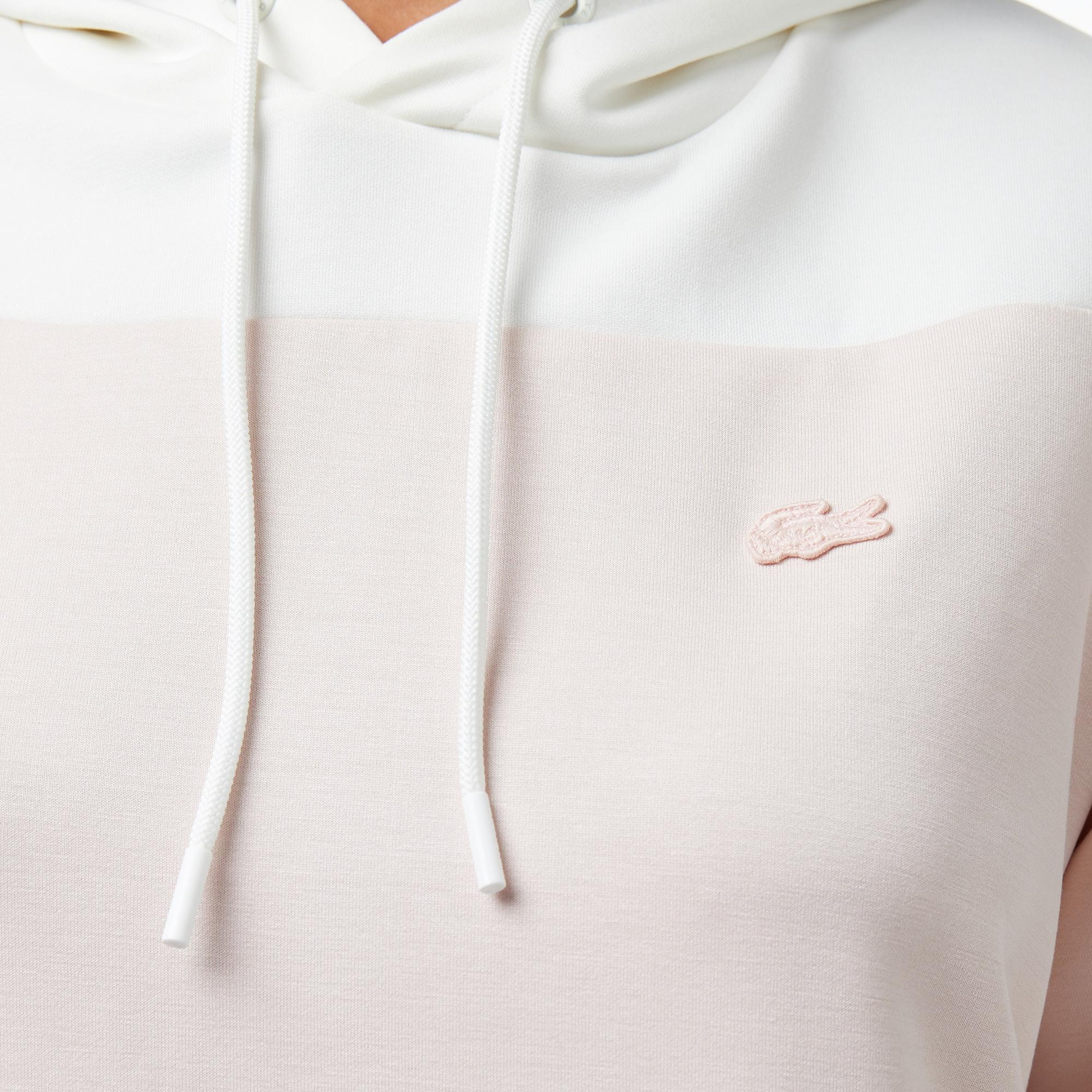 Lacoste Kadın Kapüşonlu Renk Bloklu Açık Pembe Sweatshirt