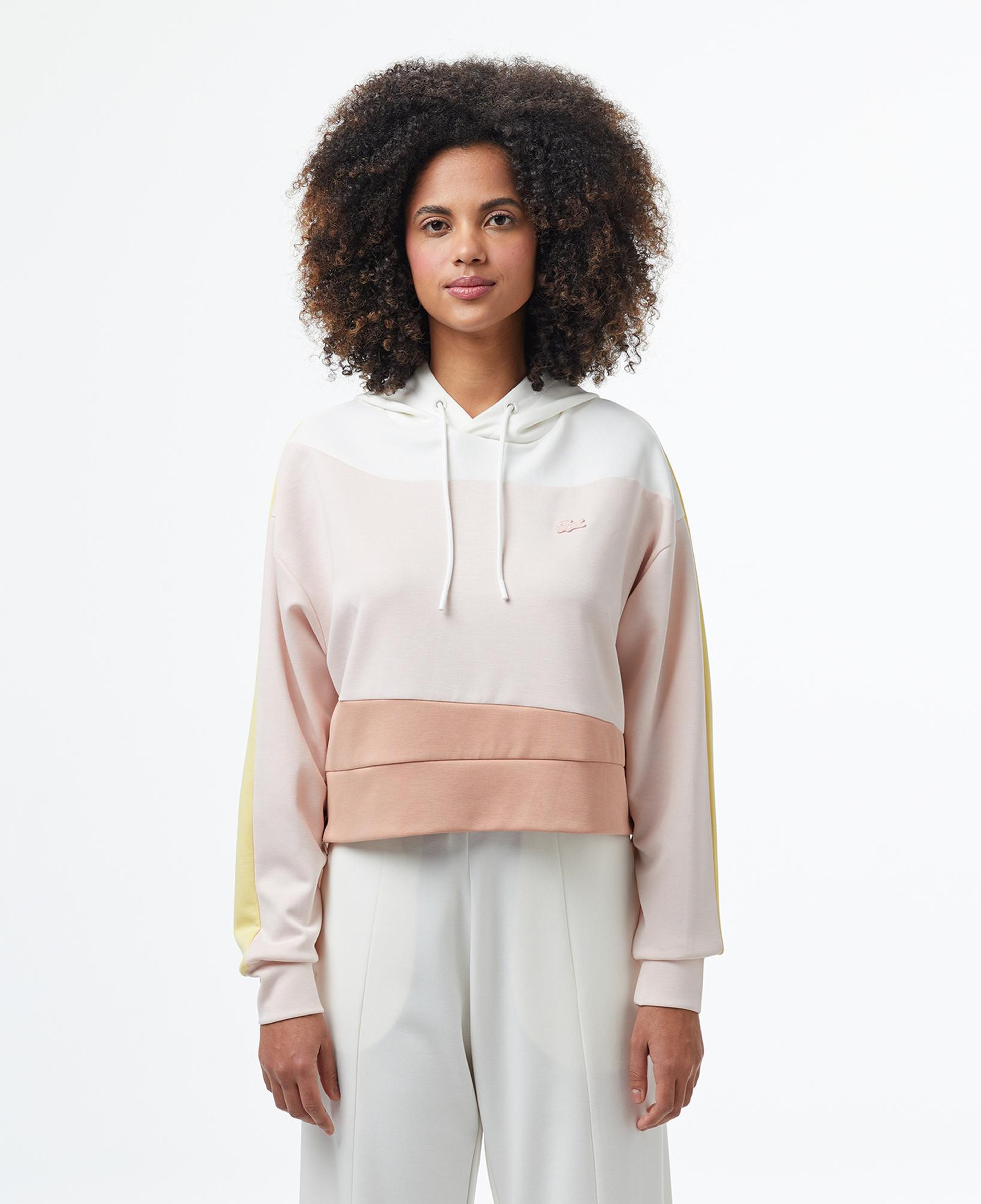 Lacoste Kadın Kapüşonlu Renk Bloklu Açık Pembe Sweatshirt
