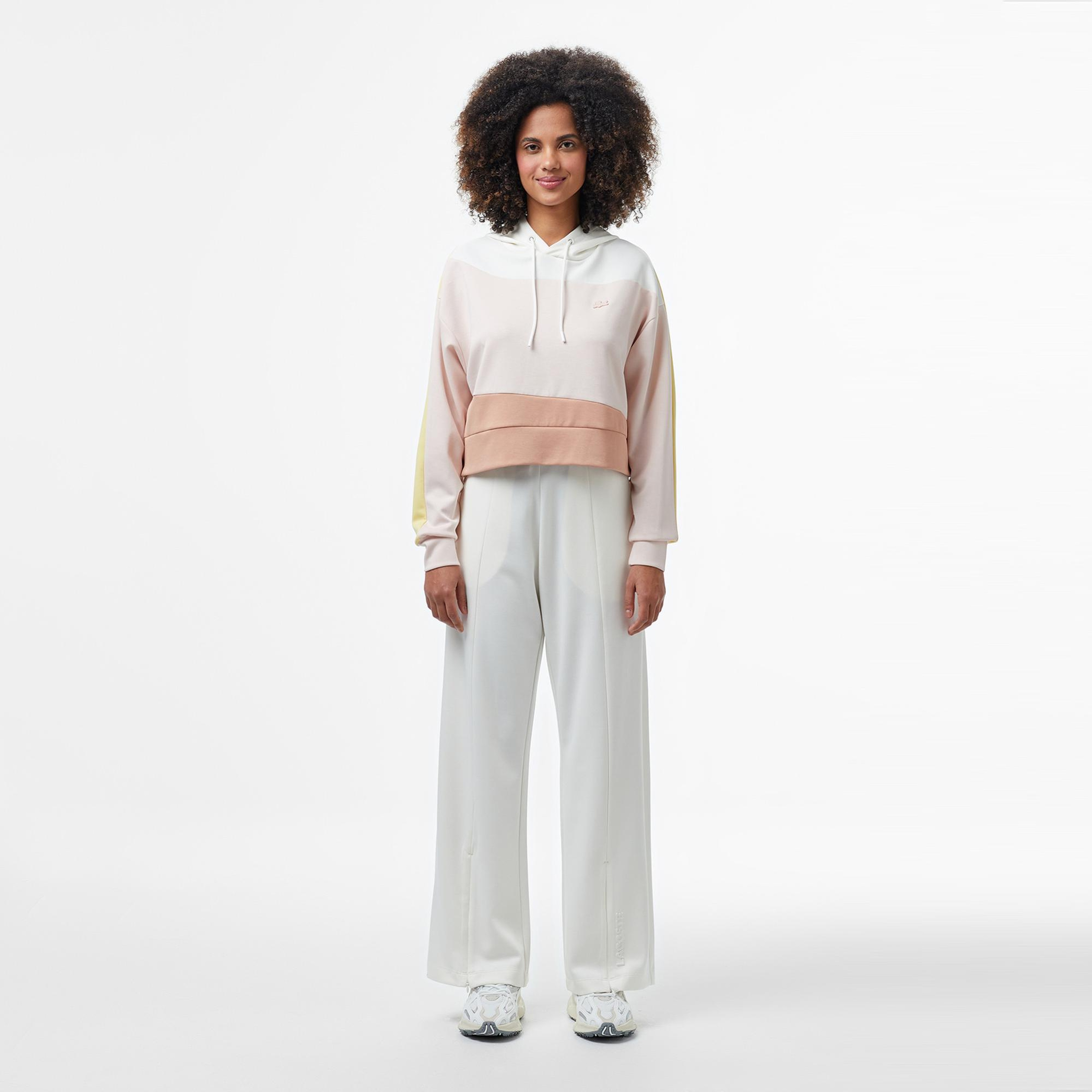 Lacoste Kadın Kapüşonlu Renk Bloklu Açık Pembe Sweatshirt