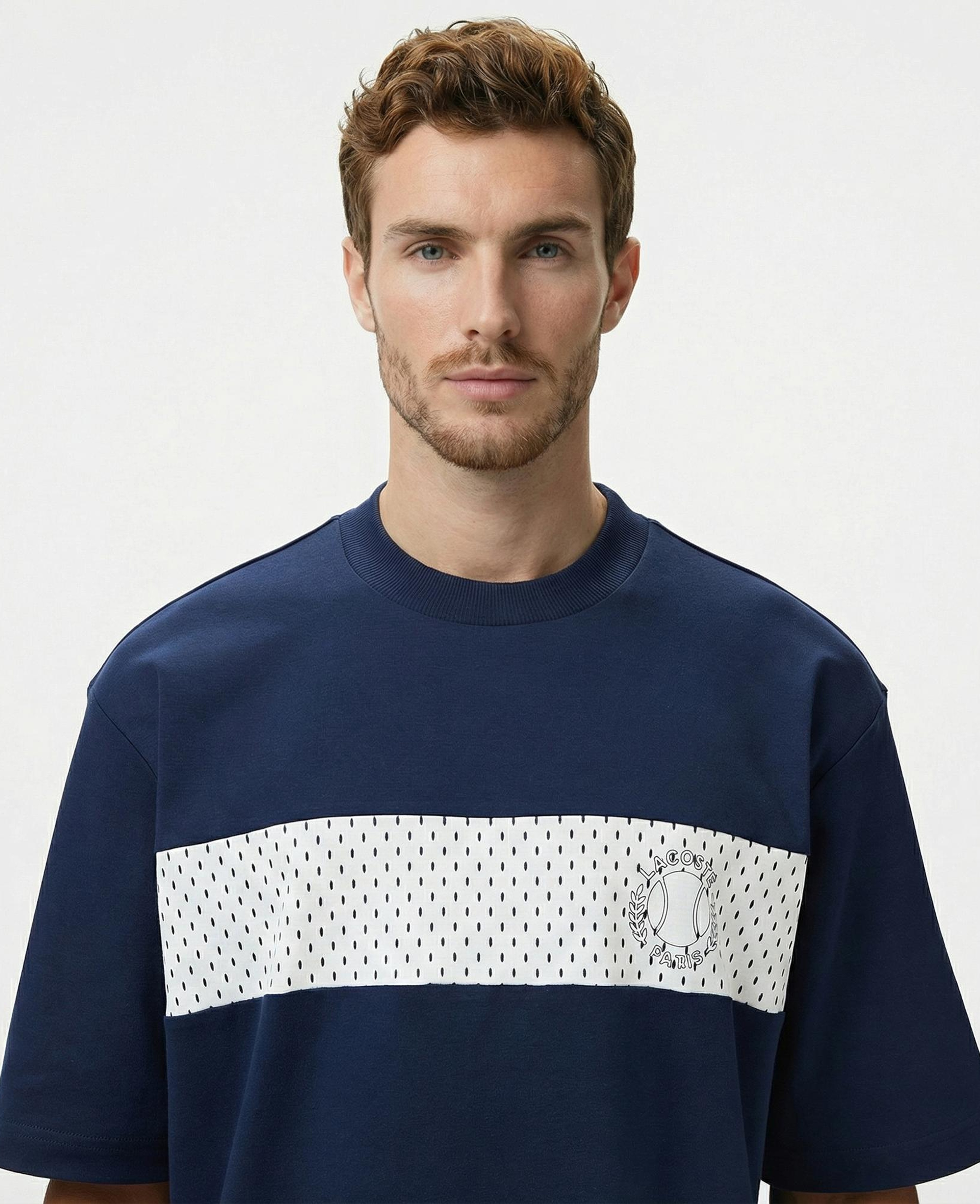 Lacoste Erkek Bisiklet Yaka Baskılı Lacivert T-Shirt