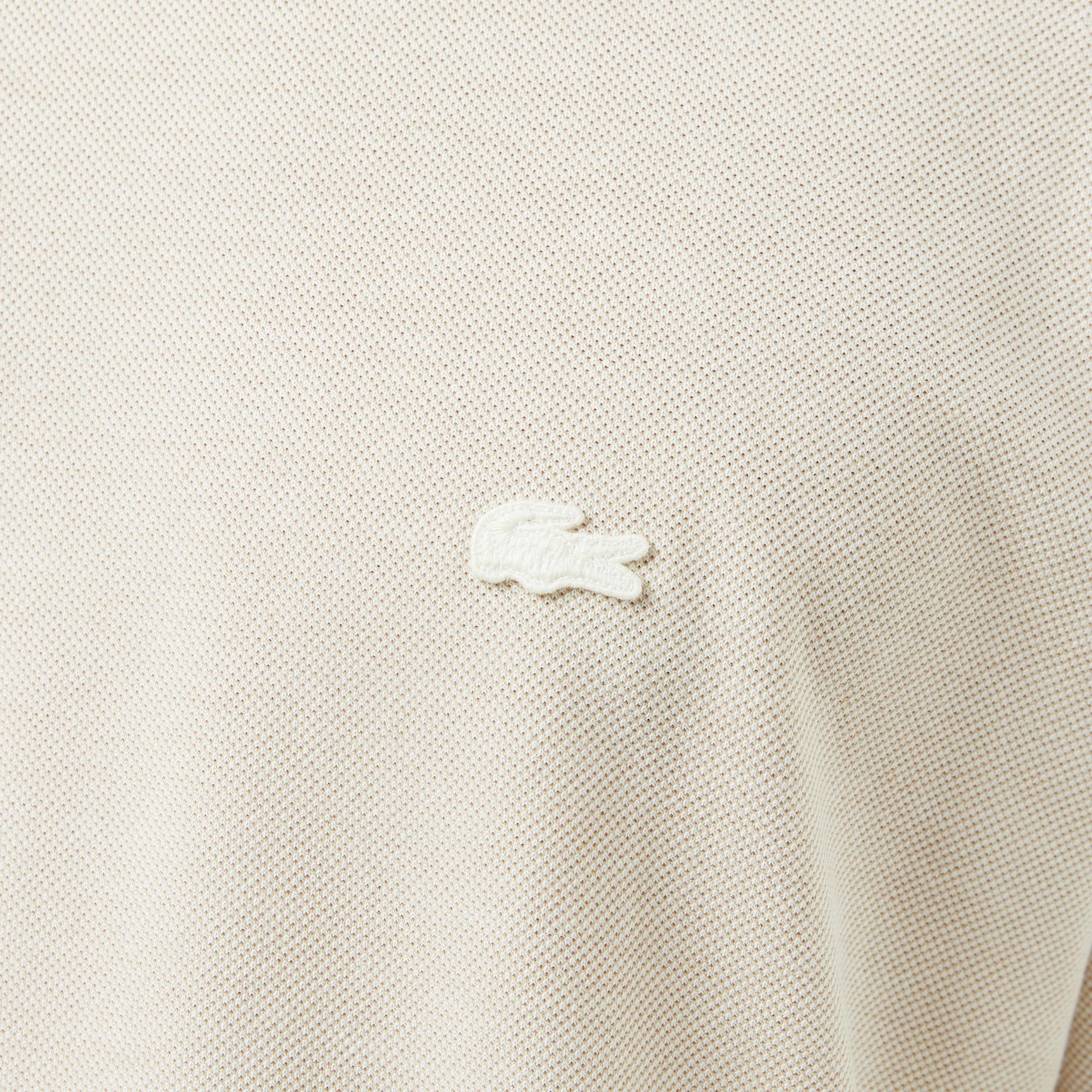 Lacoste Erkek Oversize Fit Bisiklet Yaka Krem T-Shirt