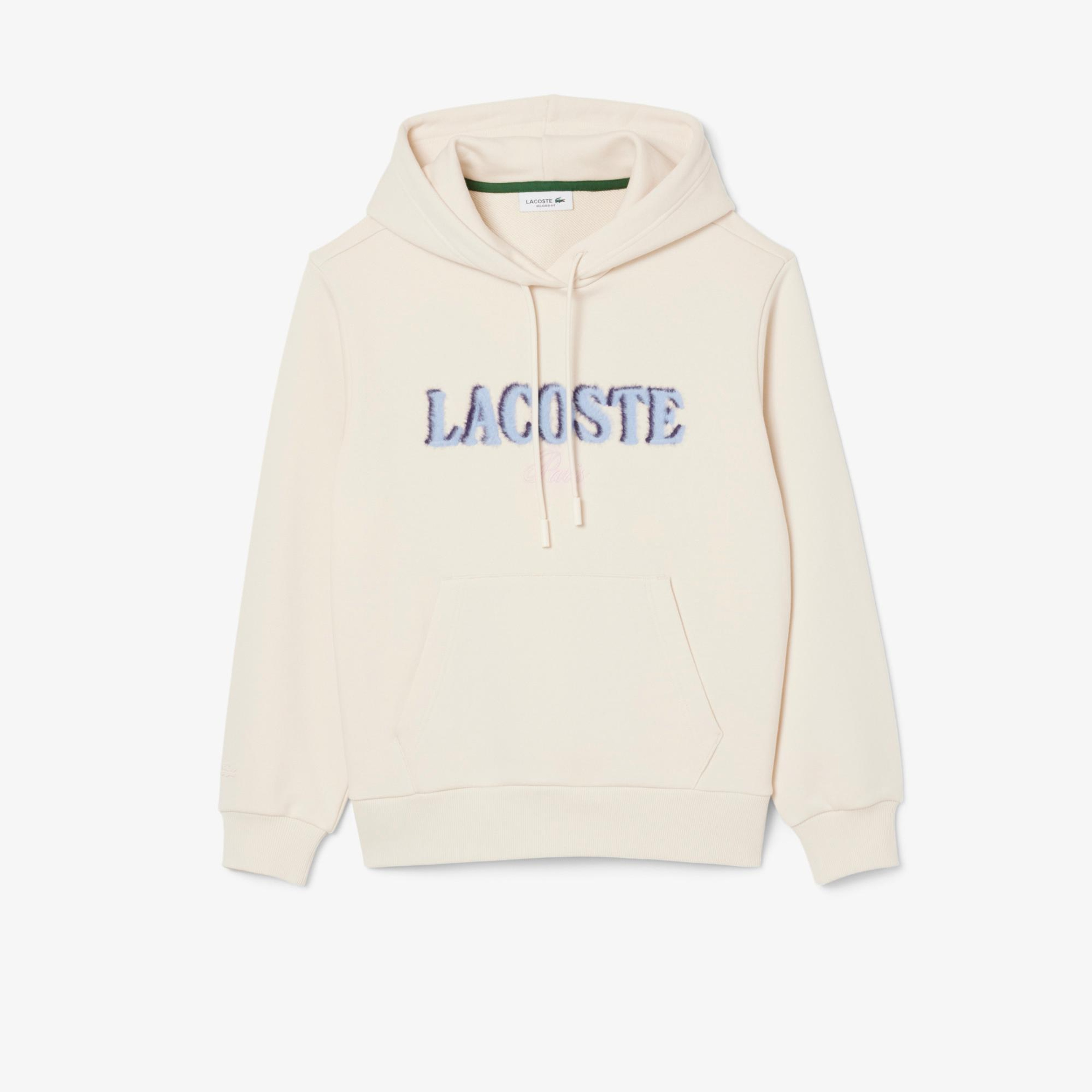Lacoste Kadın Relaxed Fit Kapüşonlu Baskılı Krem Sweatshirt