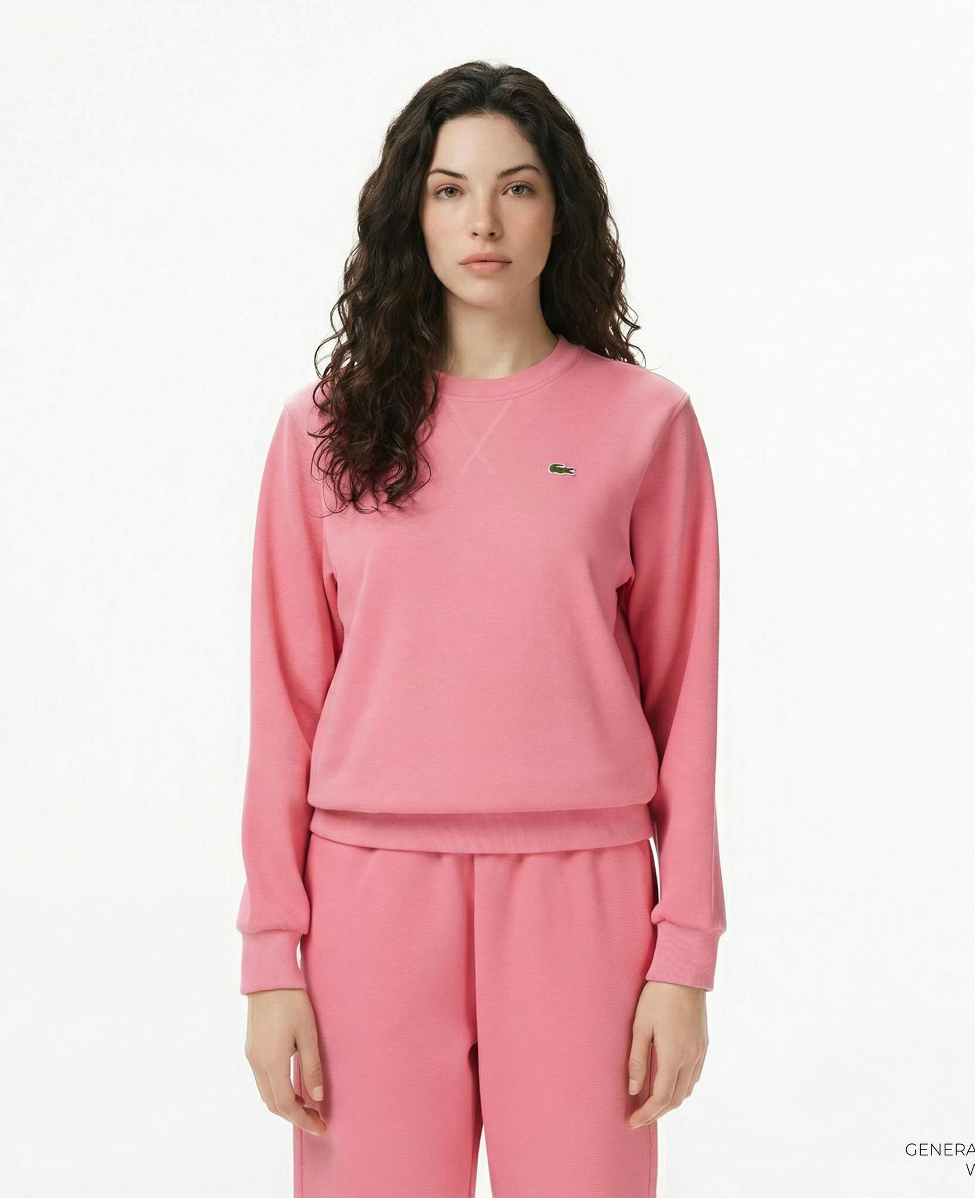 Lacoste Kadın Relaxed Fit Bisiklet Yaka Pembe Sweatshirt