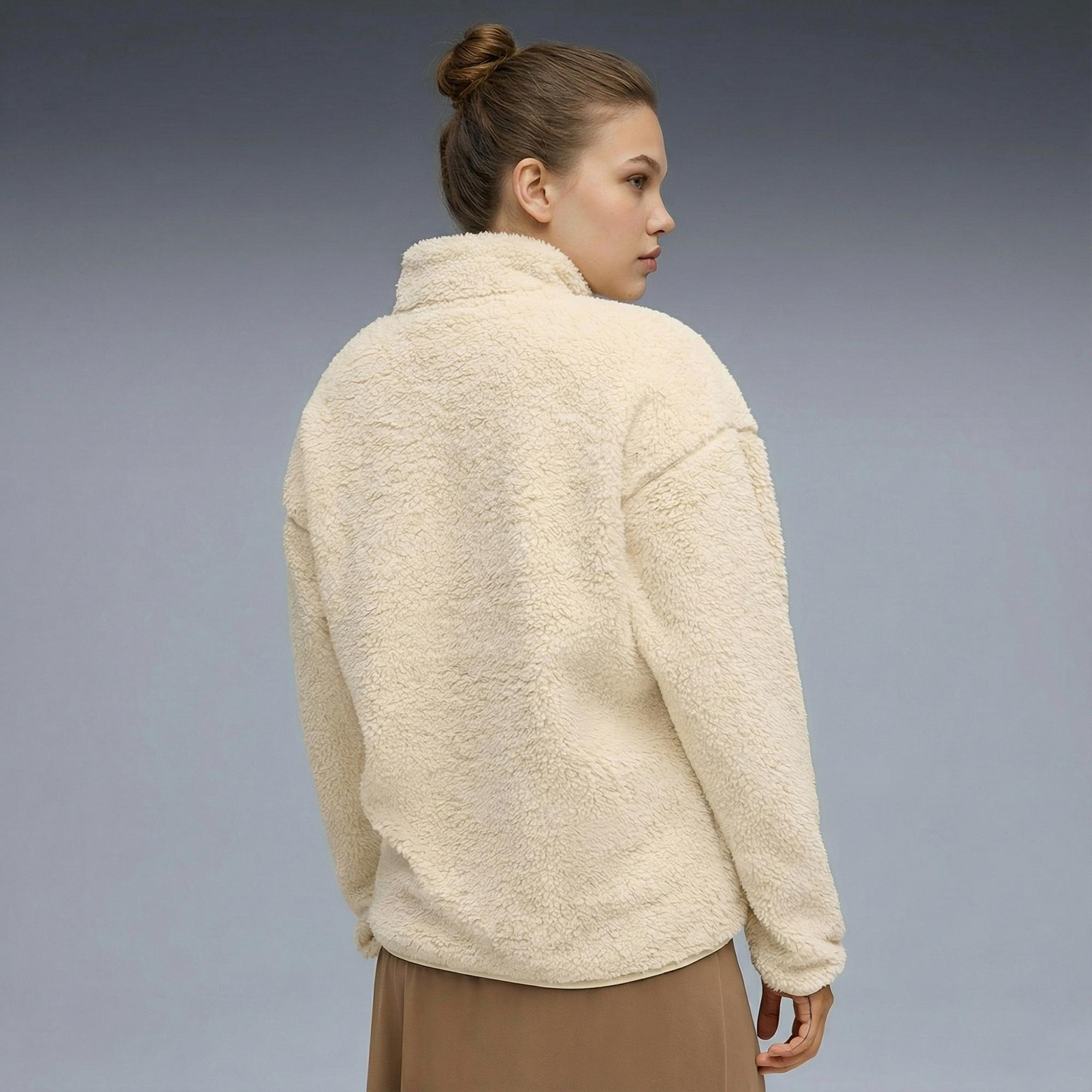 Puma Essential Elevated Half-Zip Crew Kadın Krem Rengi Sweatshirt