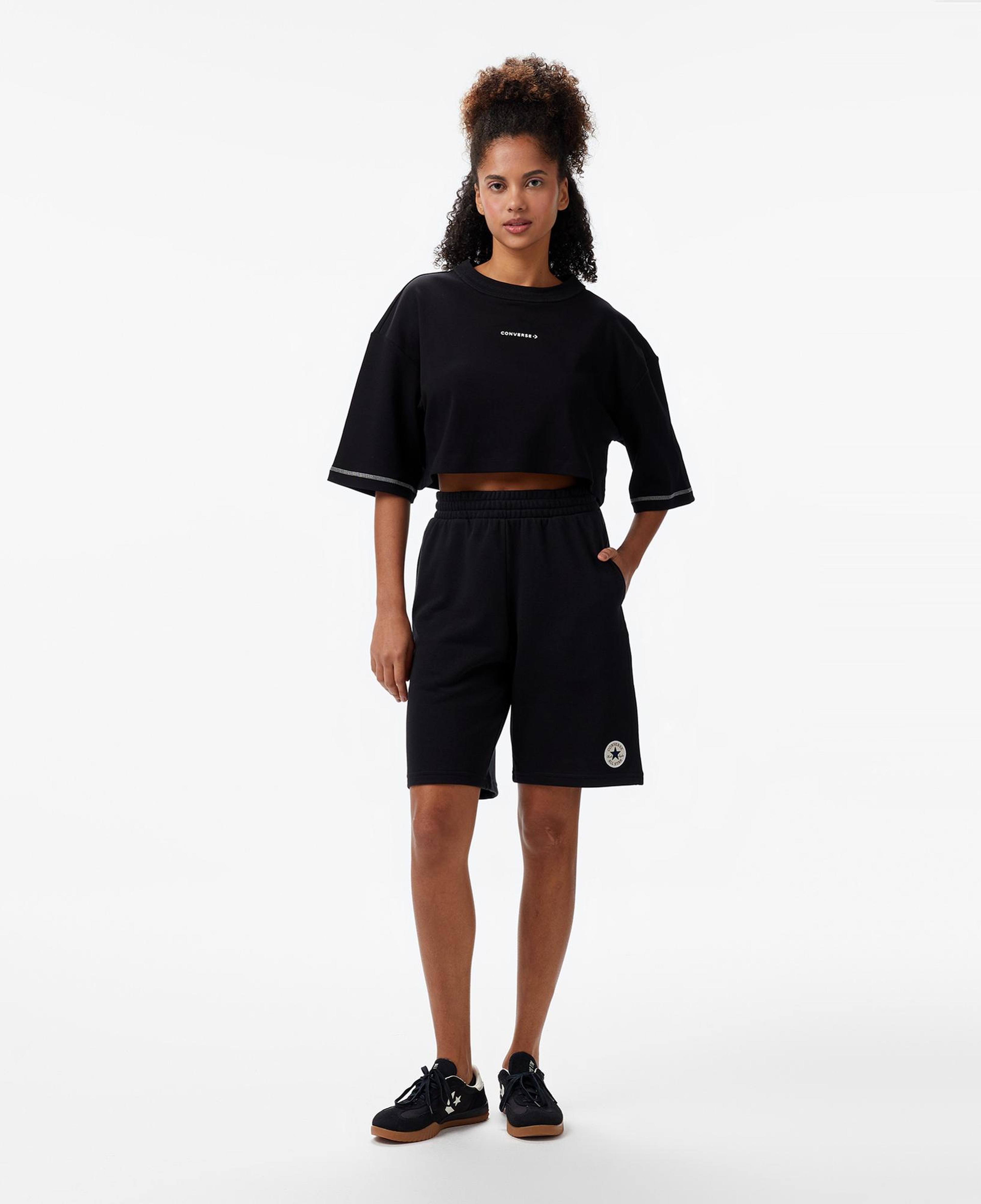 Converse Star Chevron Baskılı Kadın Siyah T-Shirt