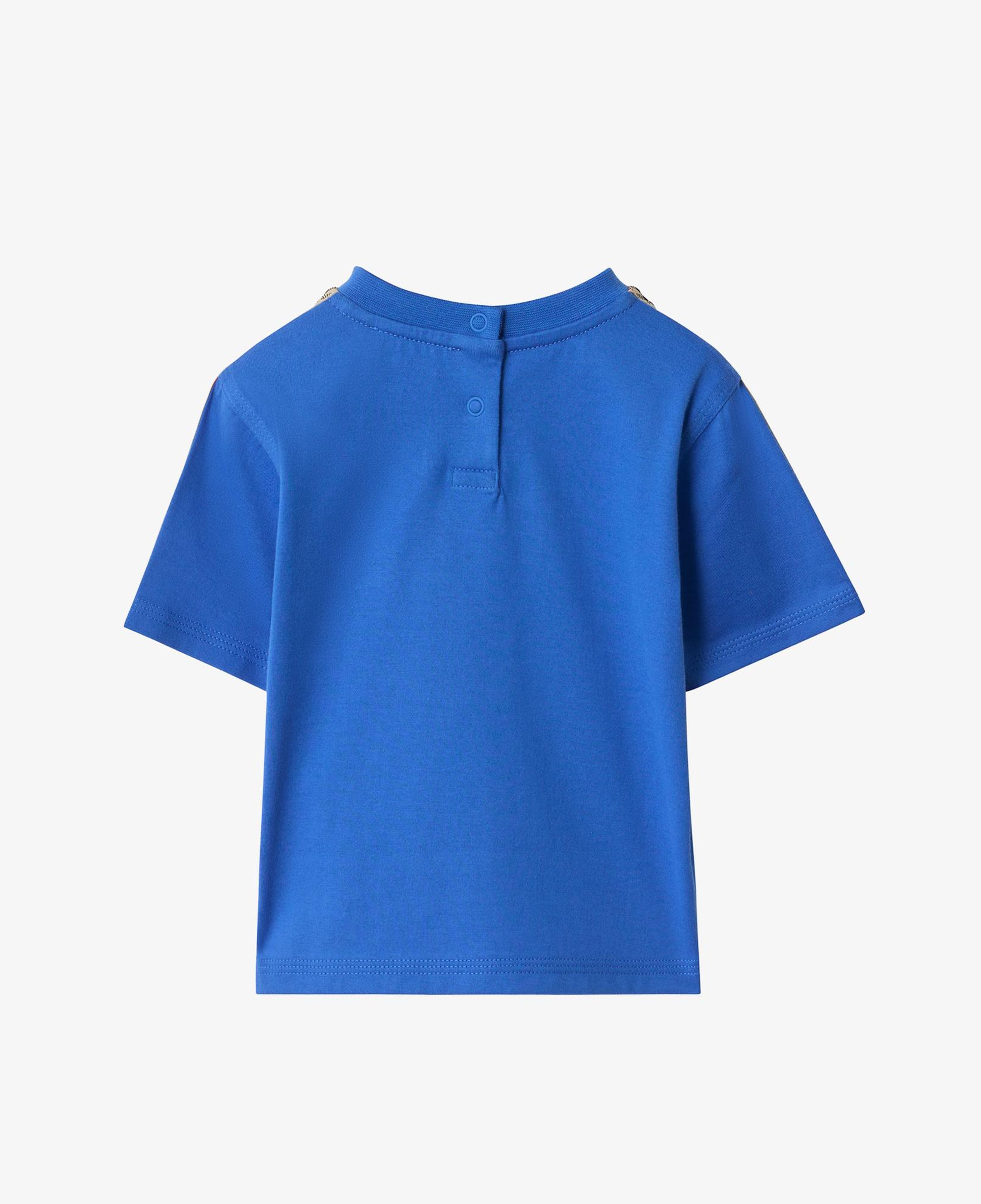 Burberry Check Trim Cotton Çocuk Mavi T-Shirt