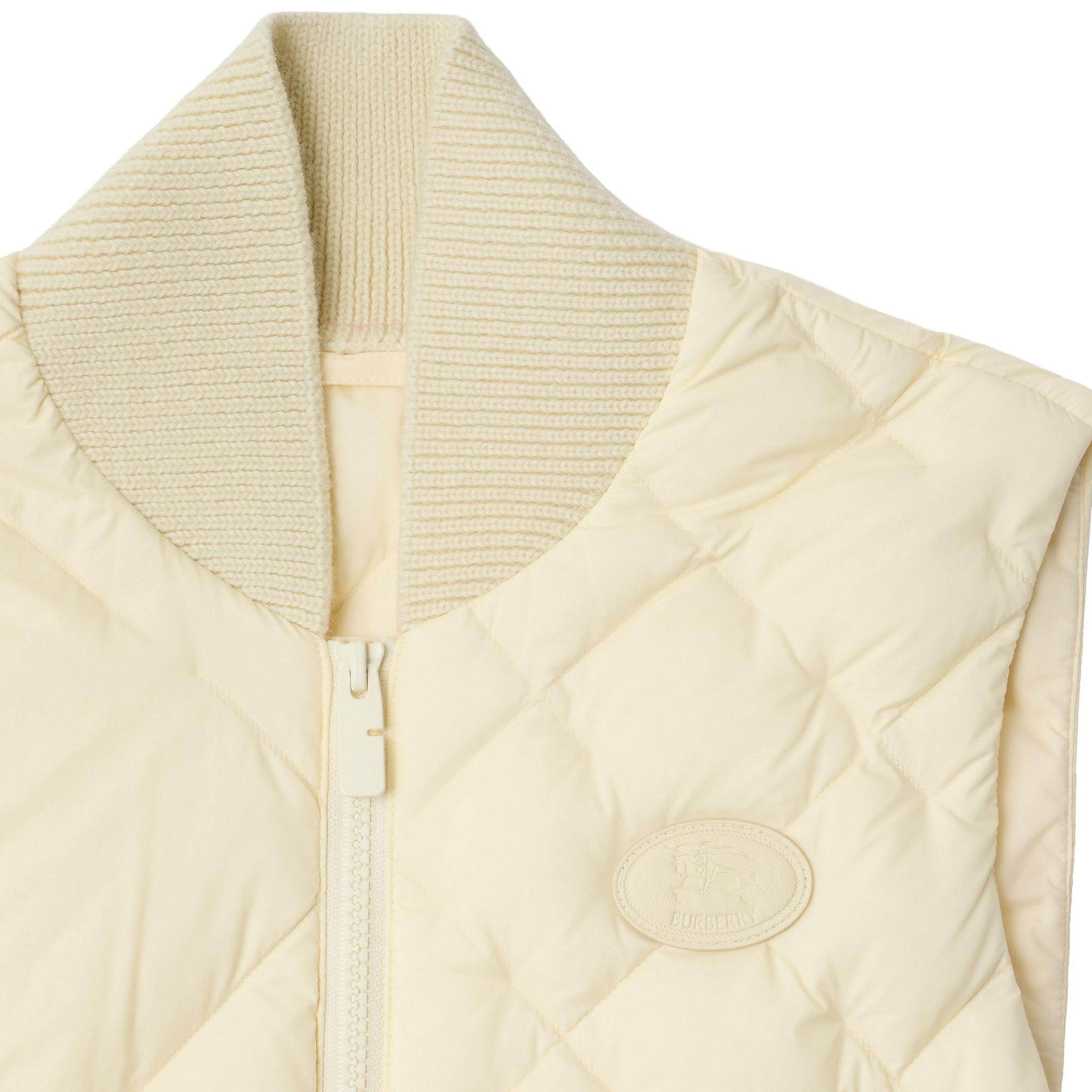 Burberry Check-Stitch Nylon Gilet Kadın Beyaz Yelek