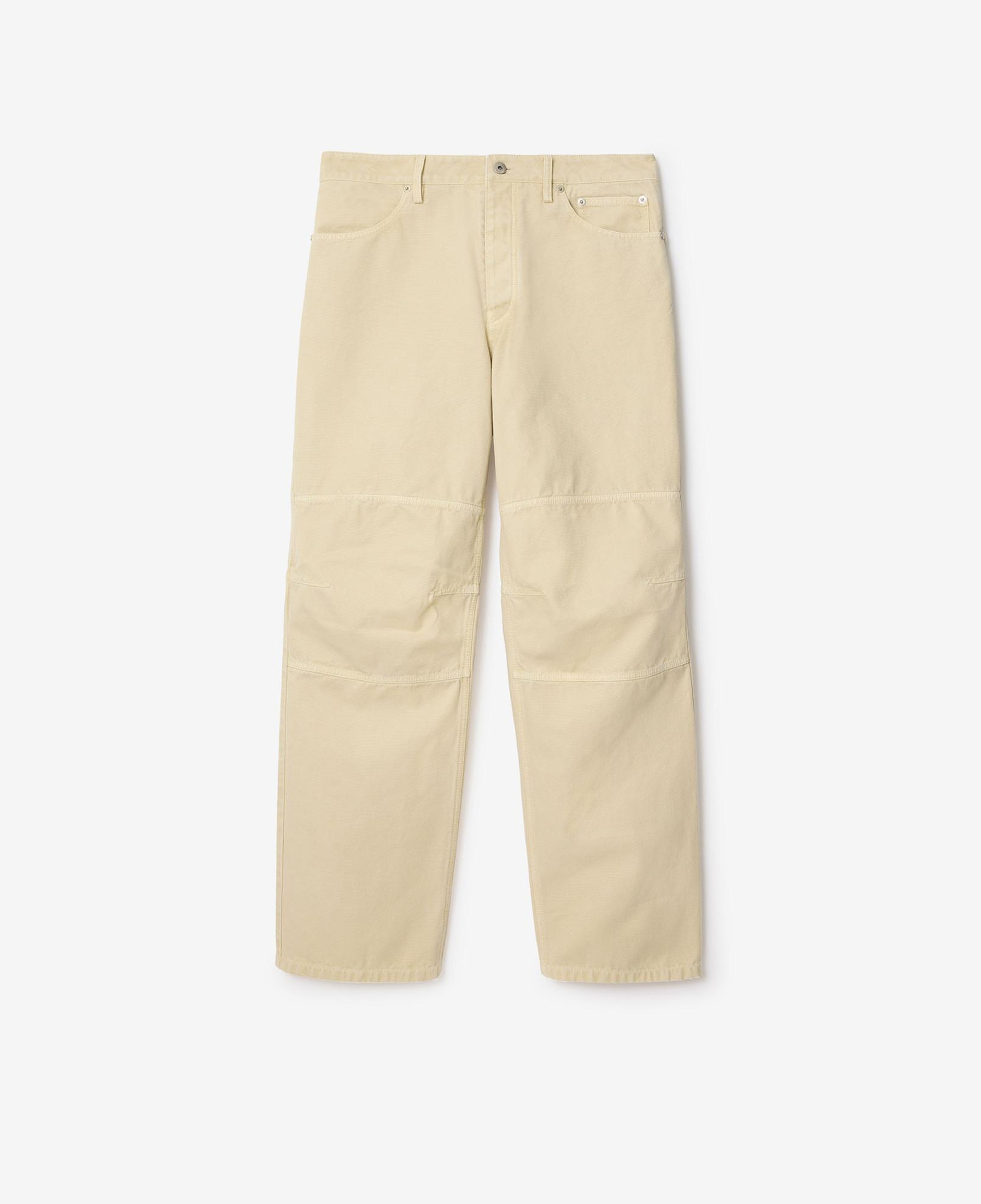 Burberry Cotton Canvas Workwear Erkek Krem Pantolon