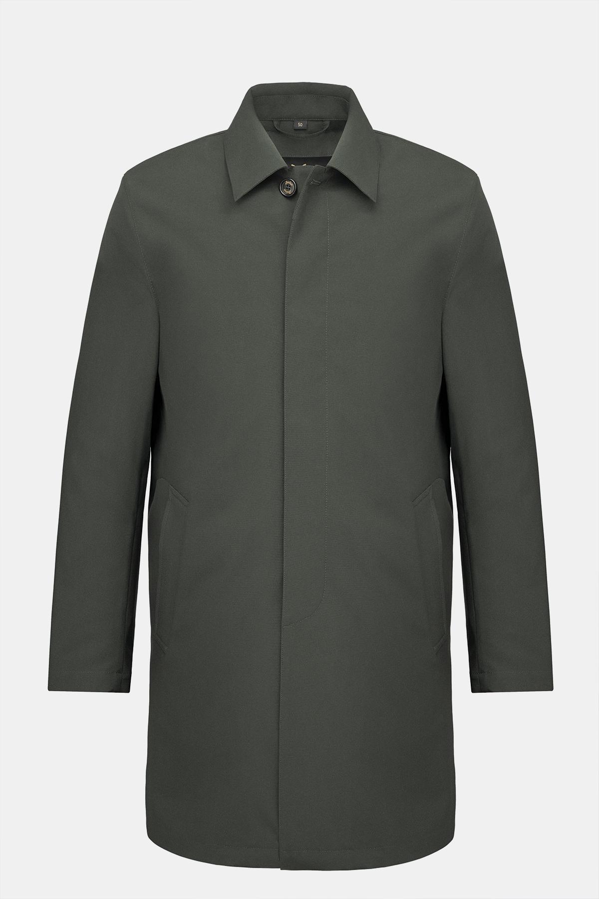 Erkek Koyu Yeşil Su Geçirmez Trençkot