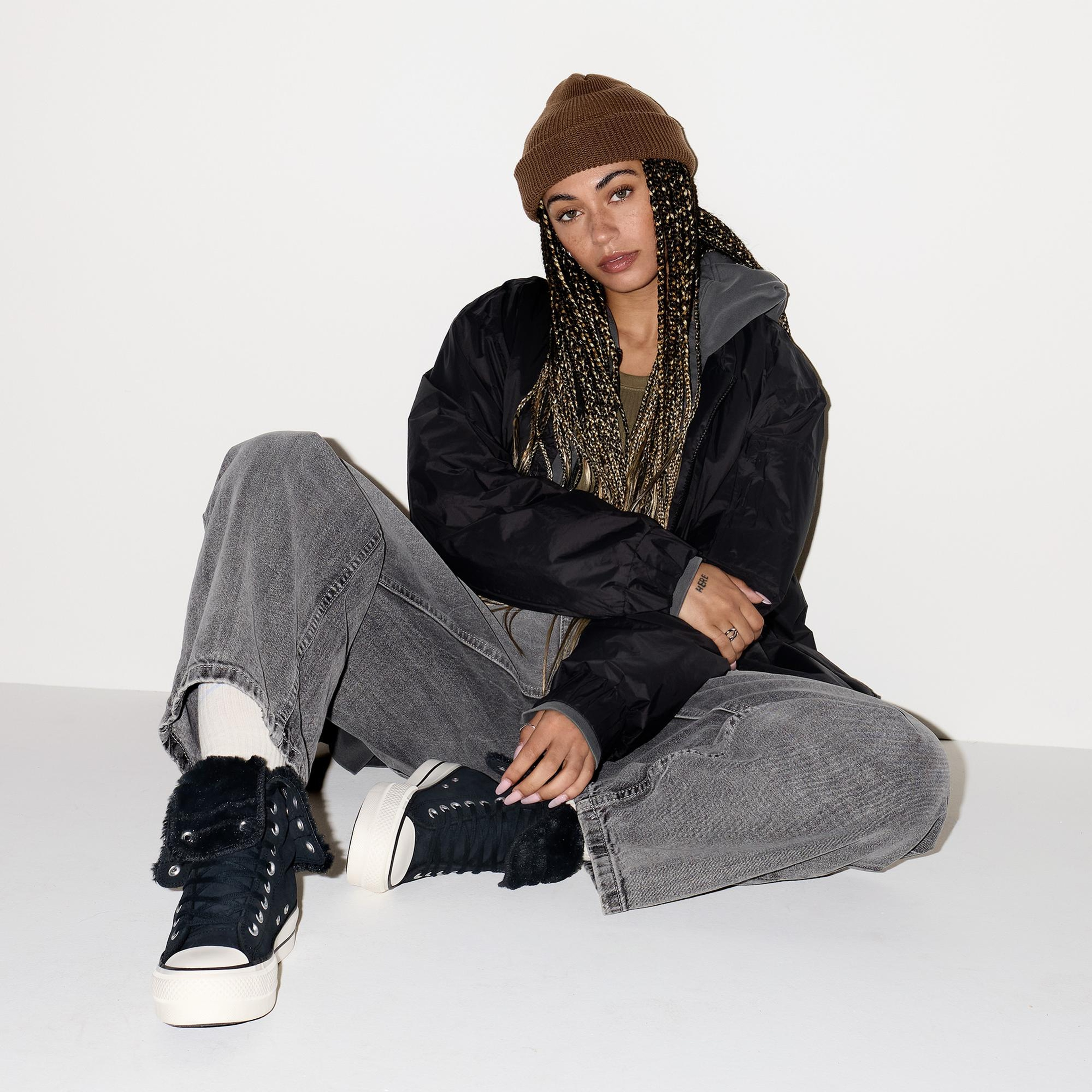 Converse Chuck Taylor All Star Fold Over Lift Kadın Siyah Sneaker