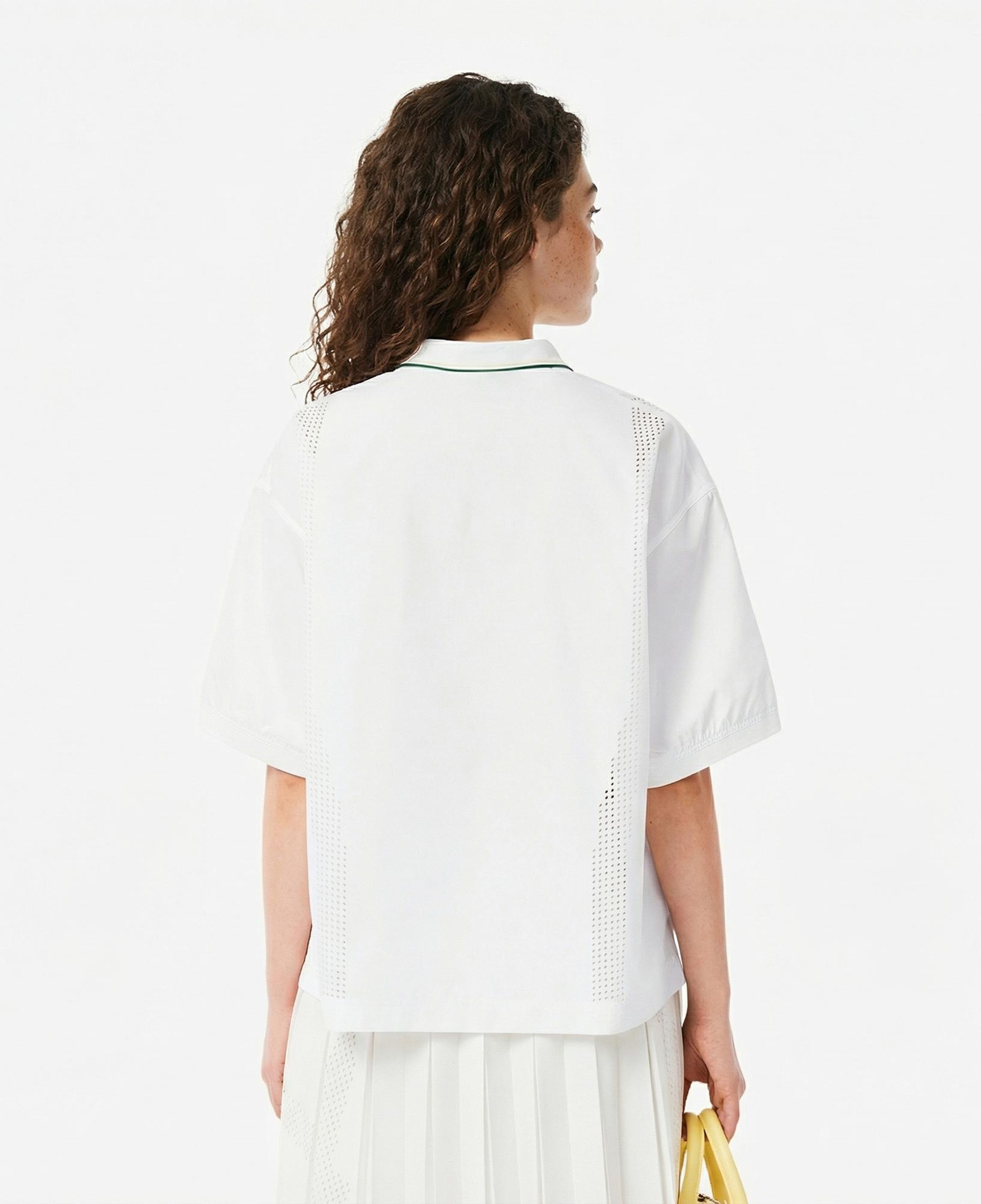 Lacoste Kadın Oversize Fit Kısa Kollu Beyaz Polo