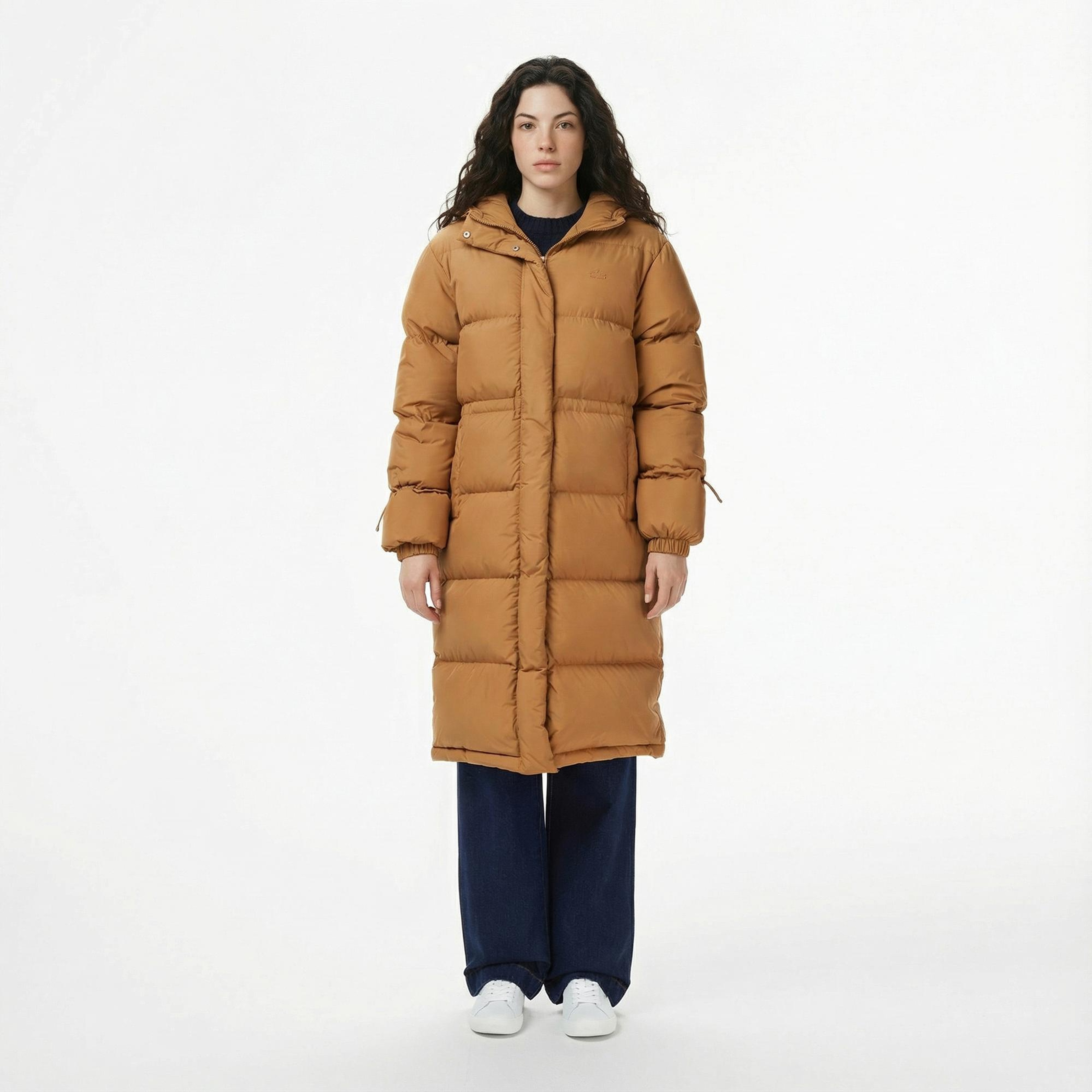 Lacoste Kadın Kapüşonlu Açık Kahverengi Mont