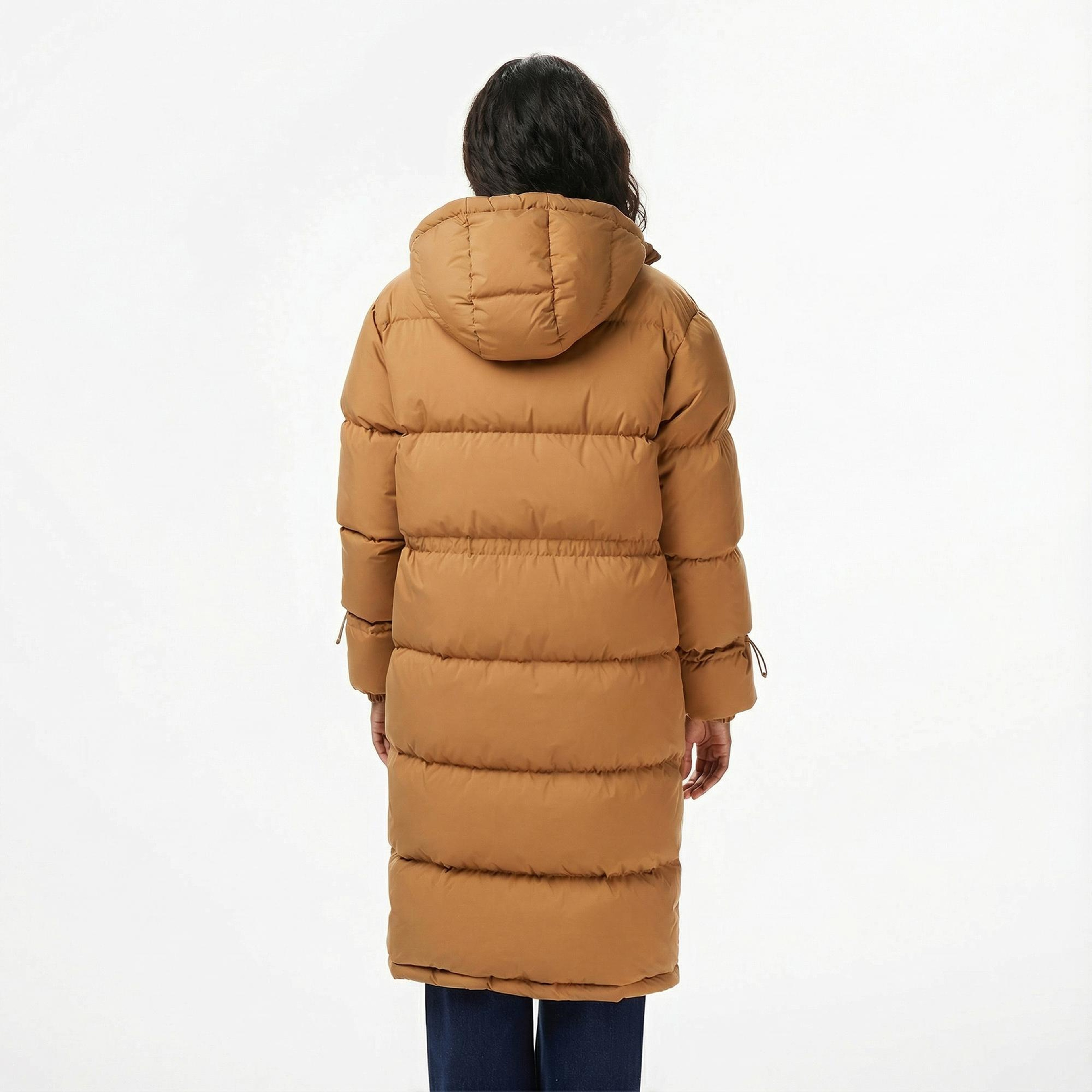 Lacoste Kadın Kapüşonlu Açık Kahverengi Mont