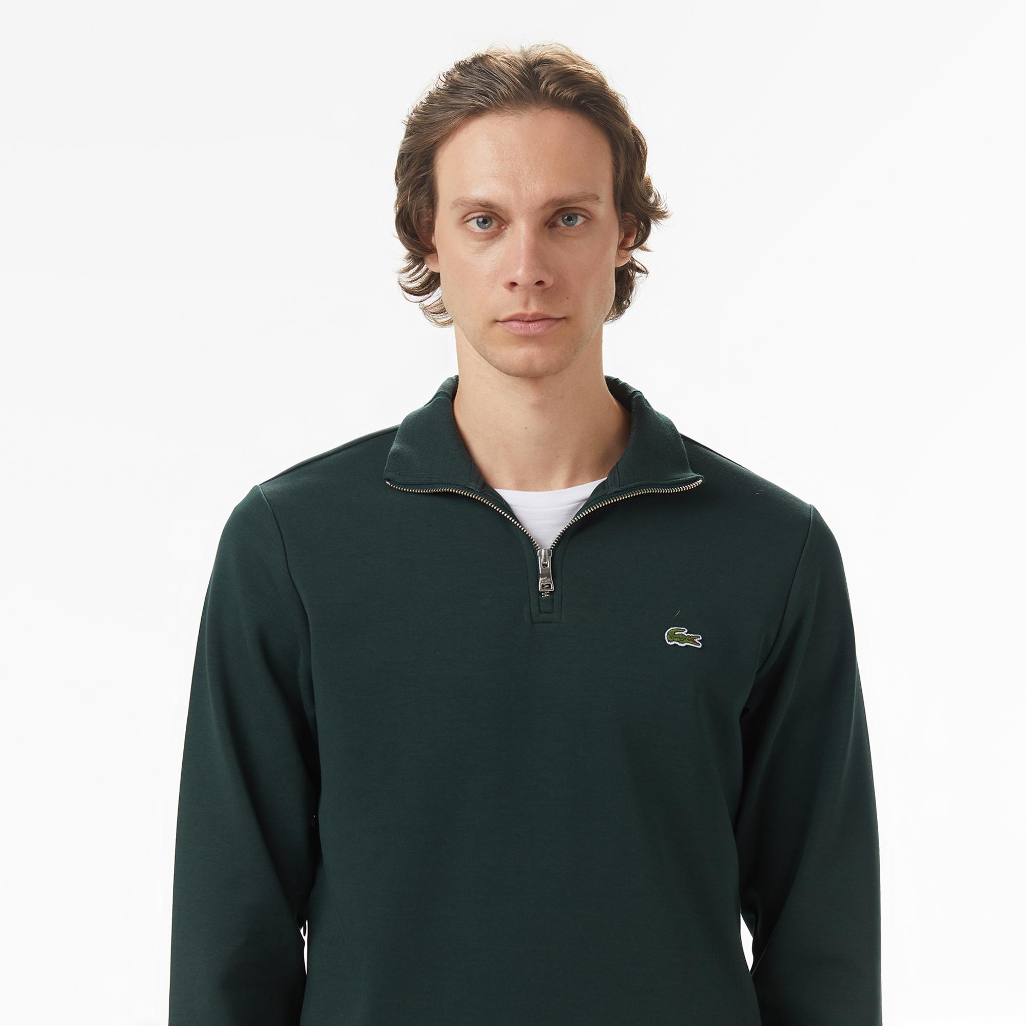 Lacoste Erkek Classic Fit Yarım Fermuarlı Yeşil Sweatshirt
