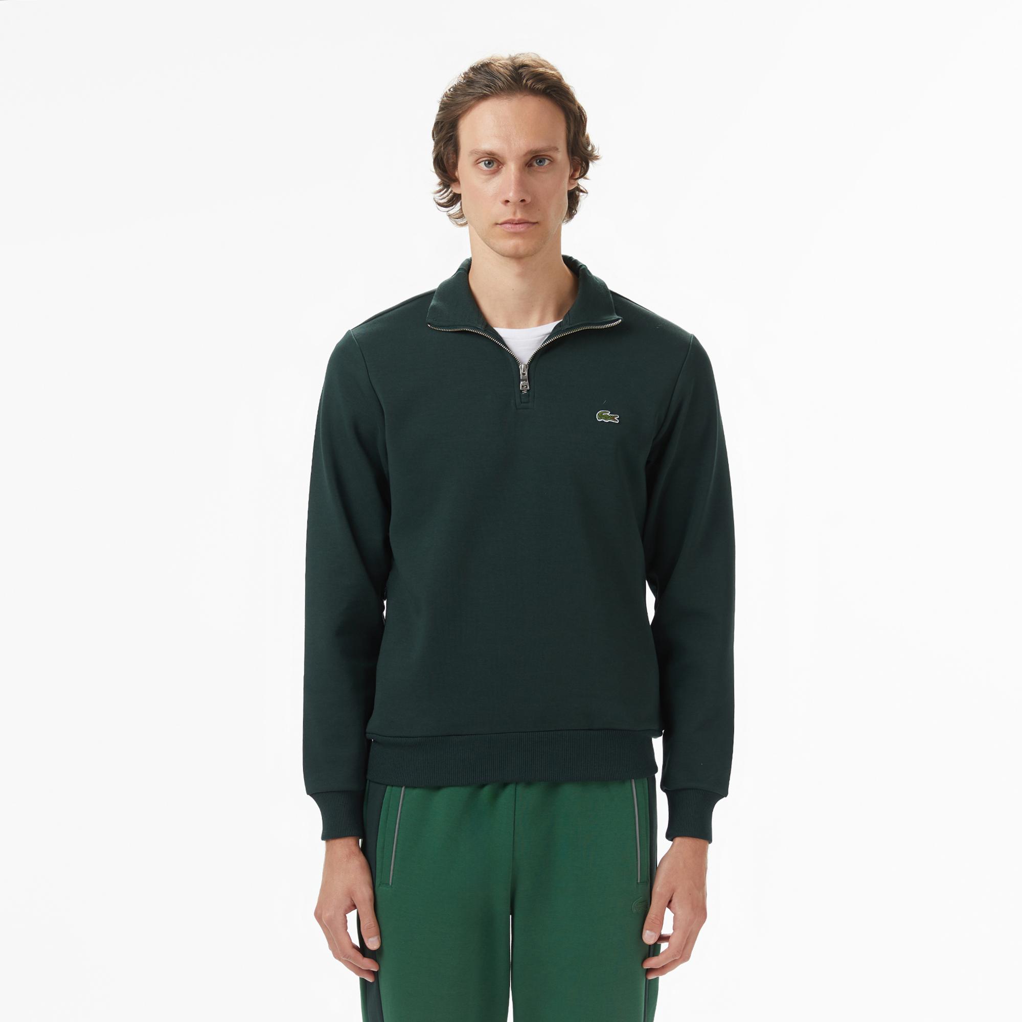 Lacoste Erkek Classic Fit Yarım Fermuarlı Yeşil Sweatshirt