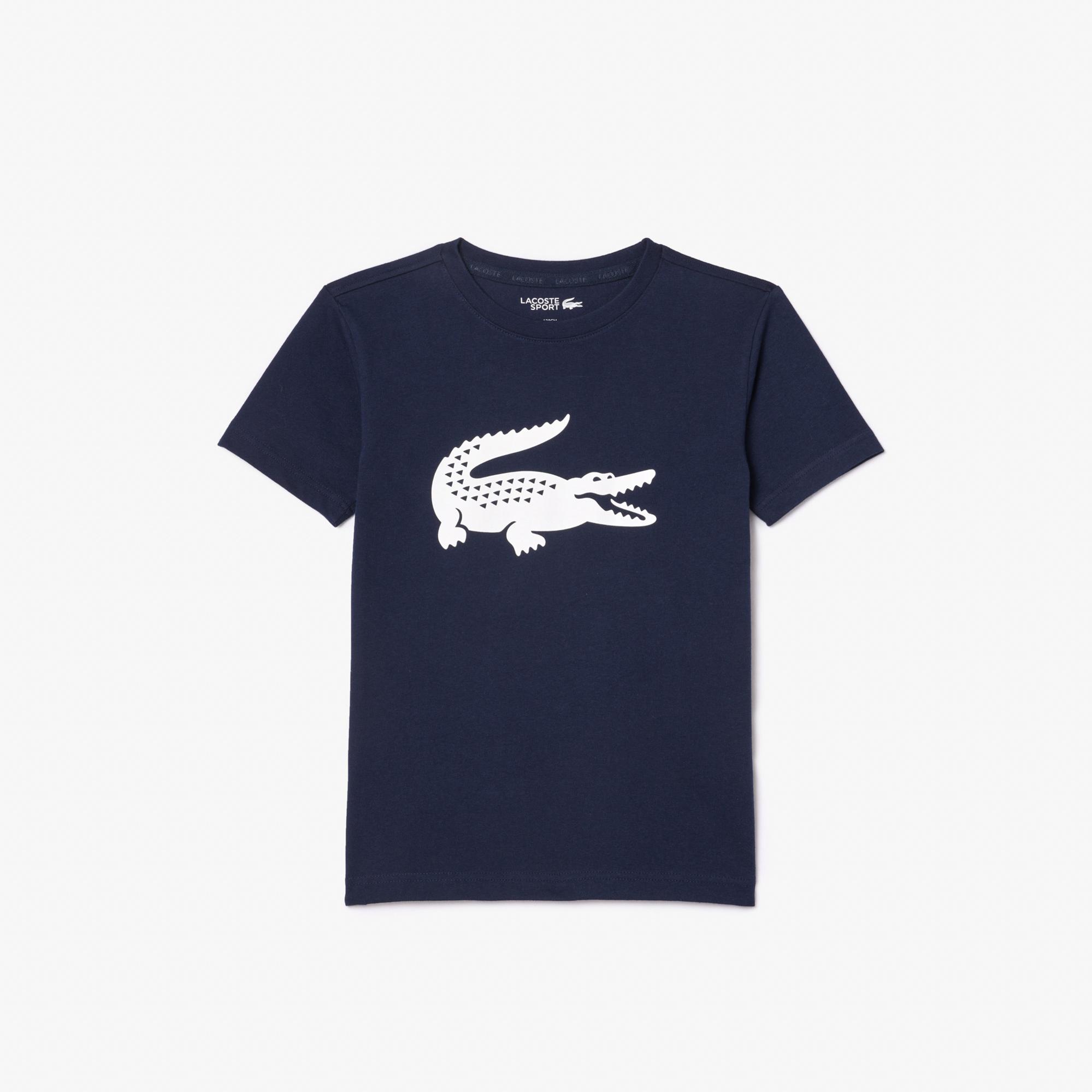 Lacoste Erkek Çocuk Bisiklet Yaka Baskılı Lacivert T-Shirt