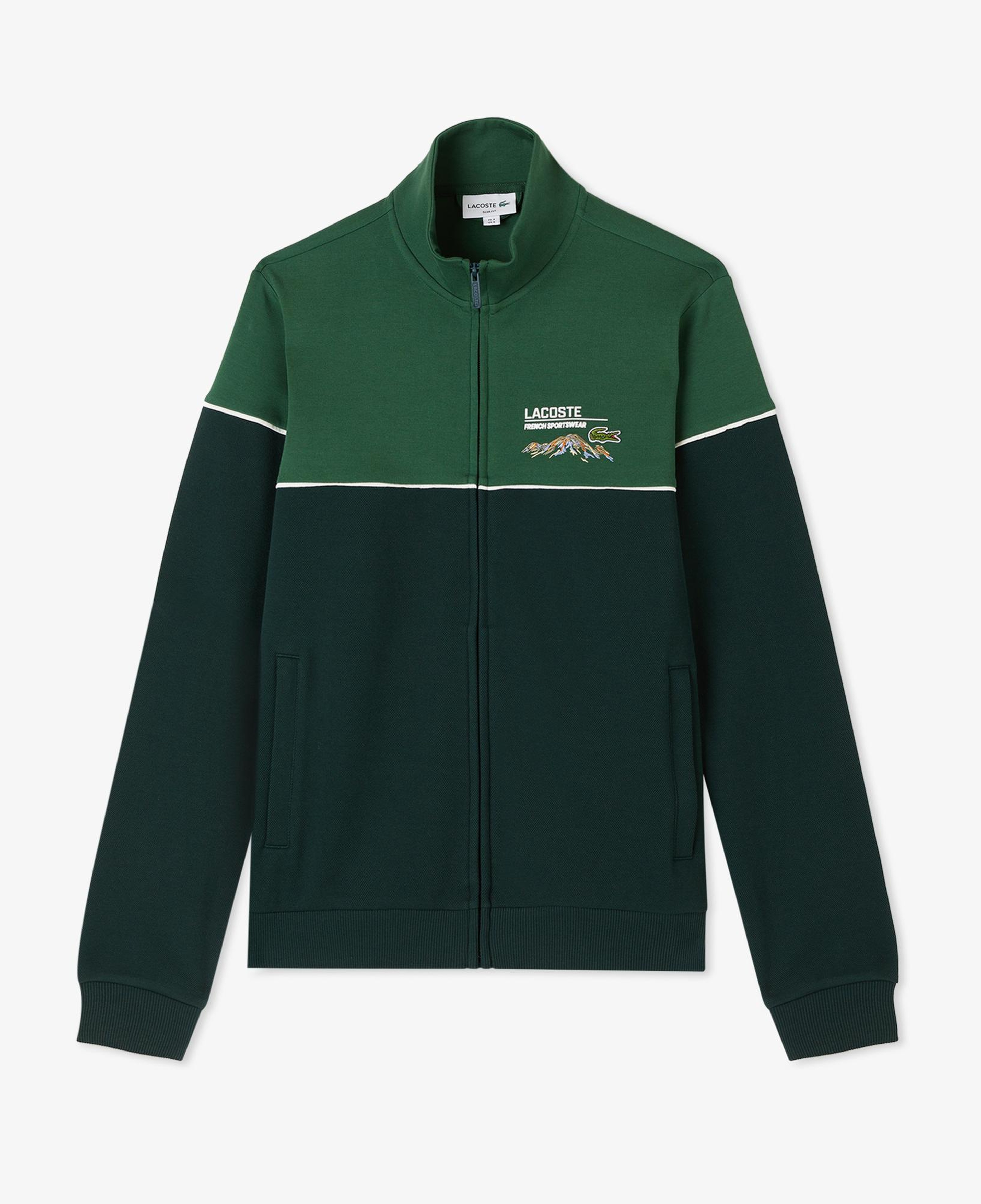 Lacoste Erkek Slim Fit Fermuarlı Renk Bloklu Yeşil Sweatshirt