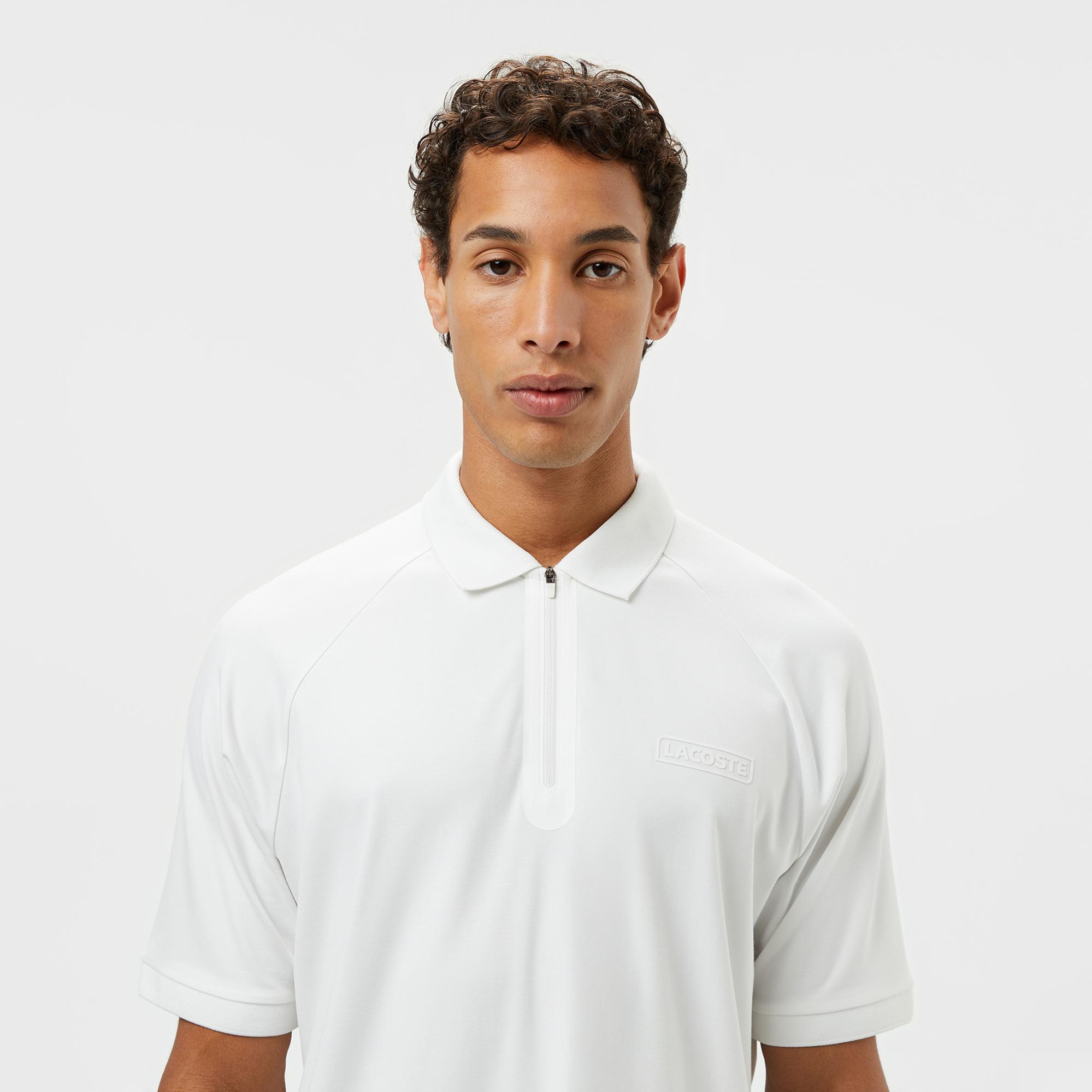 Lacoste Erkek Oversize Fit Yarım Fermuarlı Beyaz Polo