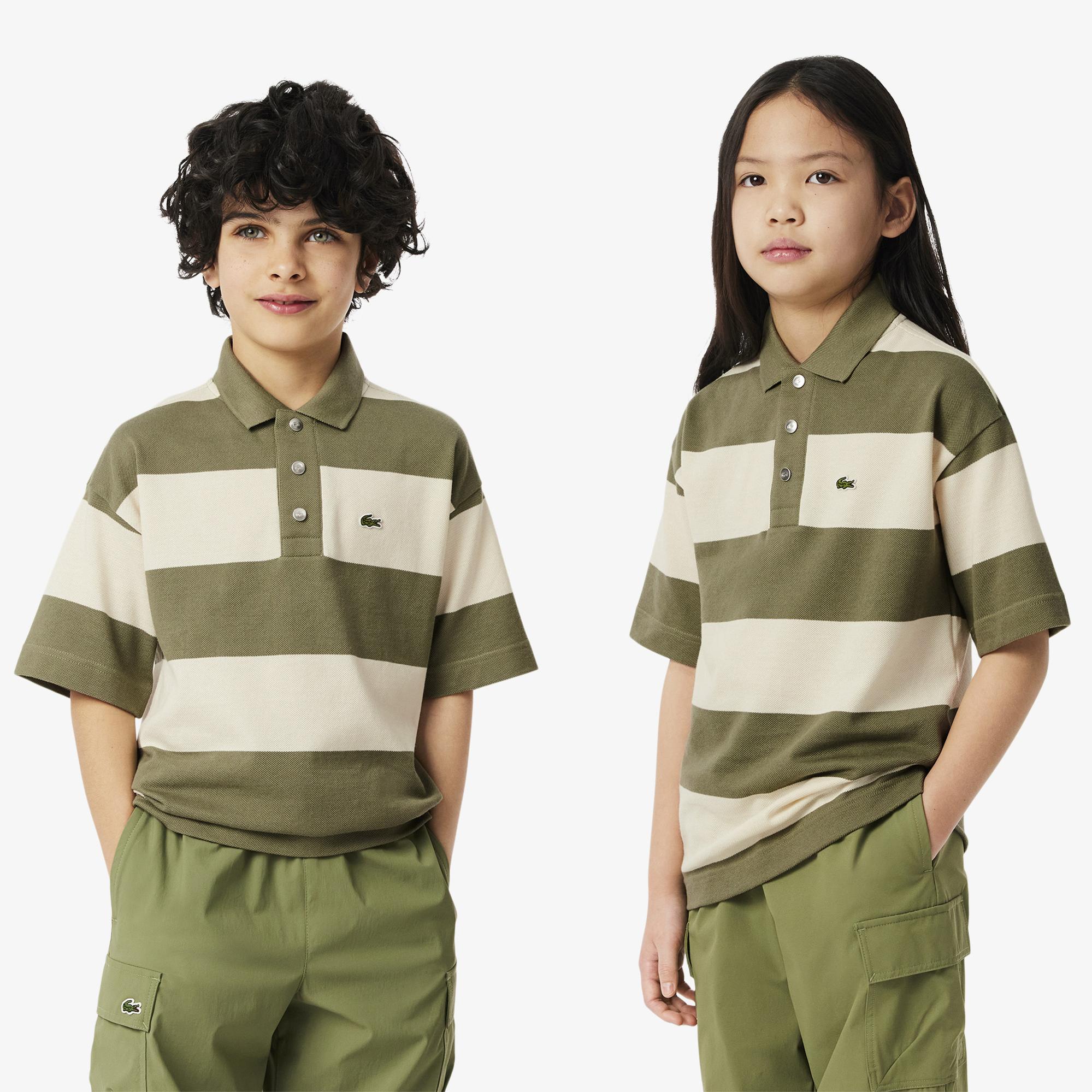 Lacoste Çocuk Çizgili Beyaz Polo