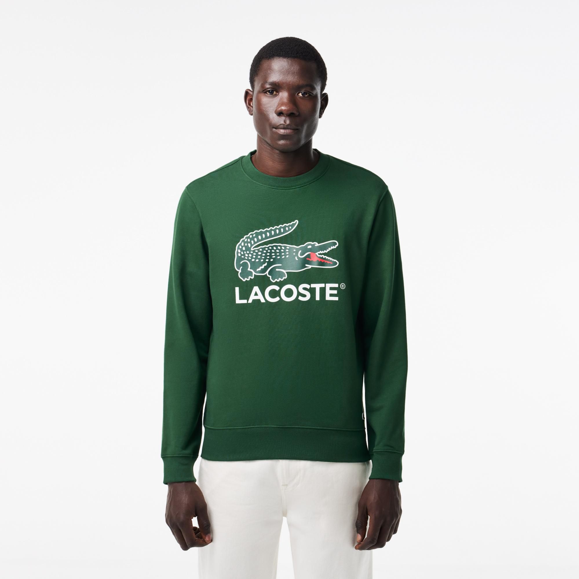 Lacoste Erkek Classic Fit Bisiklet Yaka Baskılı Yeşil Sweatshirt