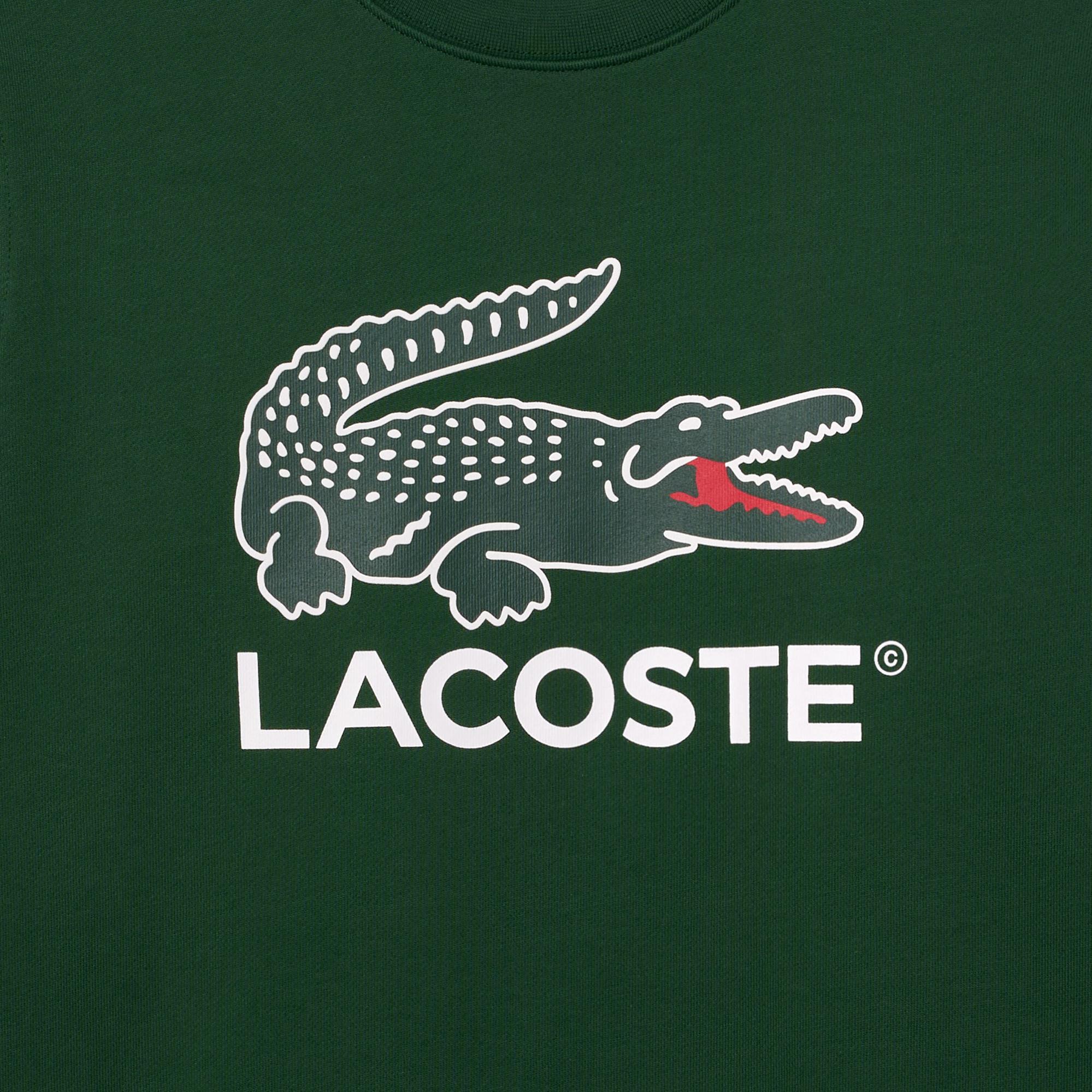 Lacoste Erkek Classic Fit Bisiklet Yaka Baskılı Yeşil Sweatshirt