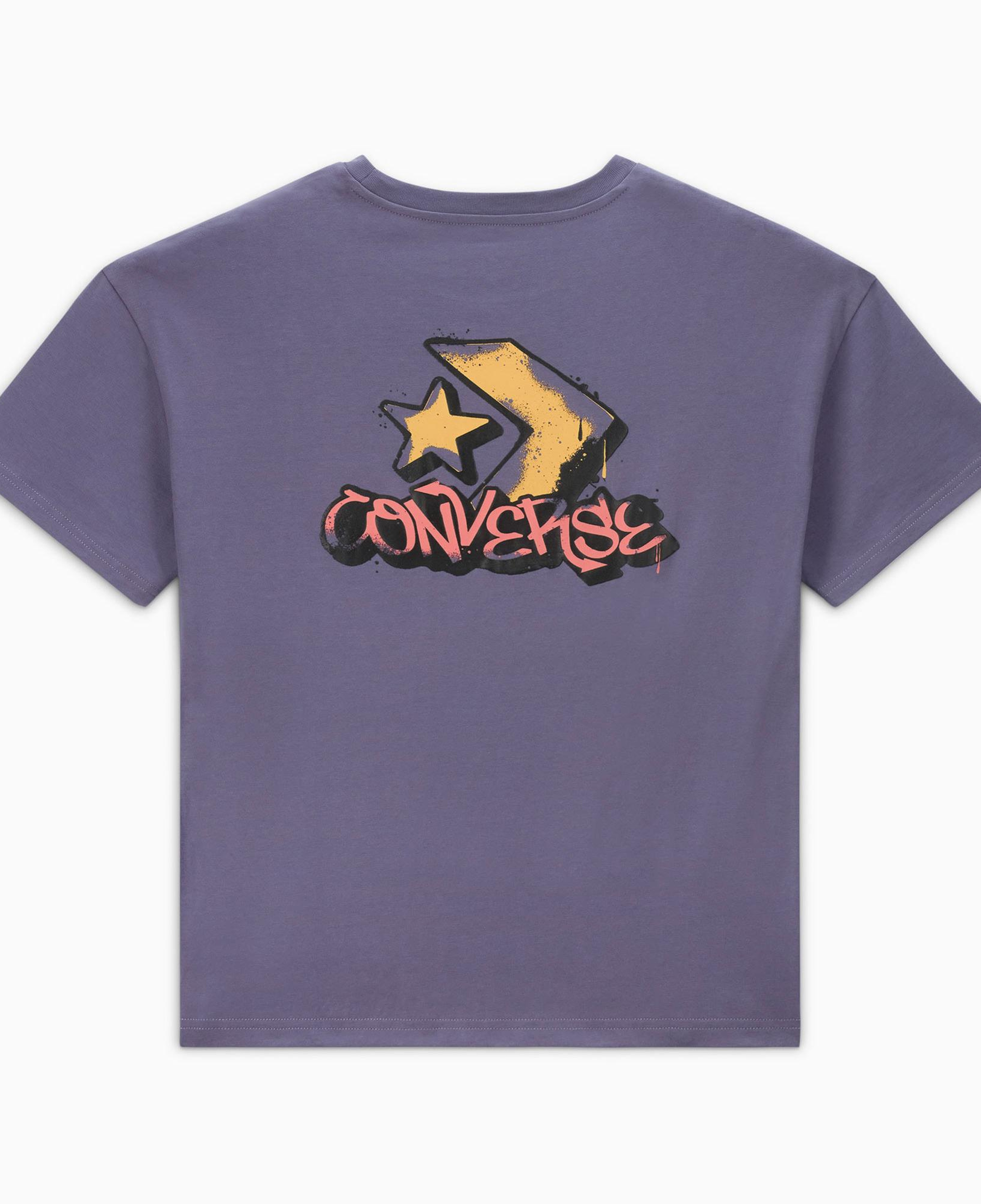 Converse Kadın Oversized Fit Grafik Baskılı Mor T-Shirt