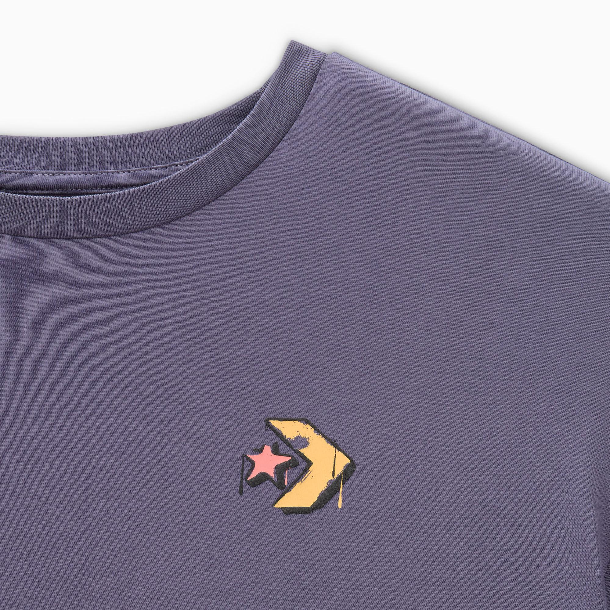 Converse Kadın Oversized Fit Grafik Baskılı Mor T-Shirt