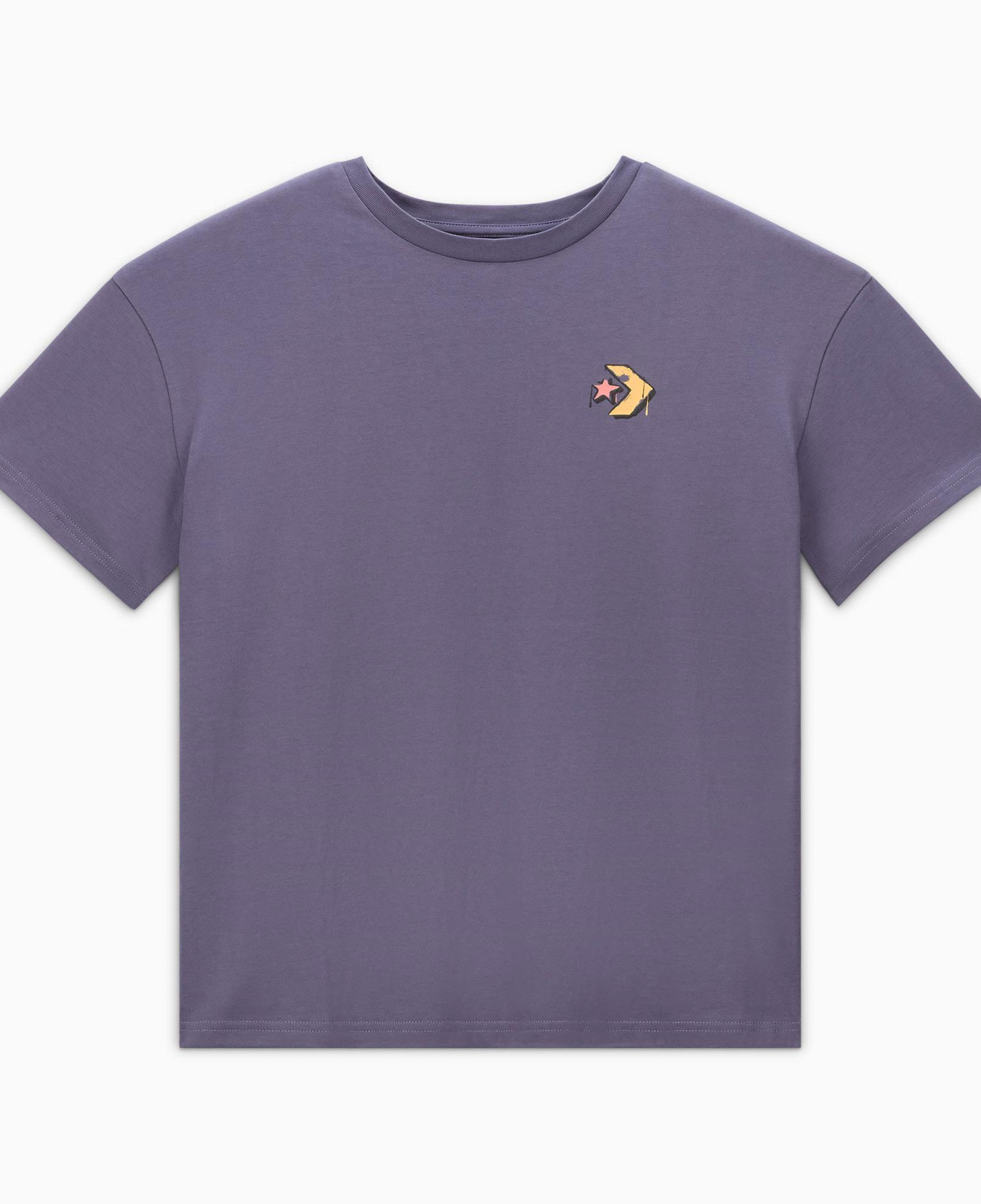 Converse Kadın Oversized Fit Grafik Baskılı Mor T-Shirt