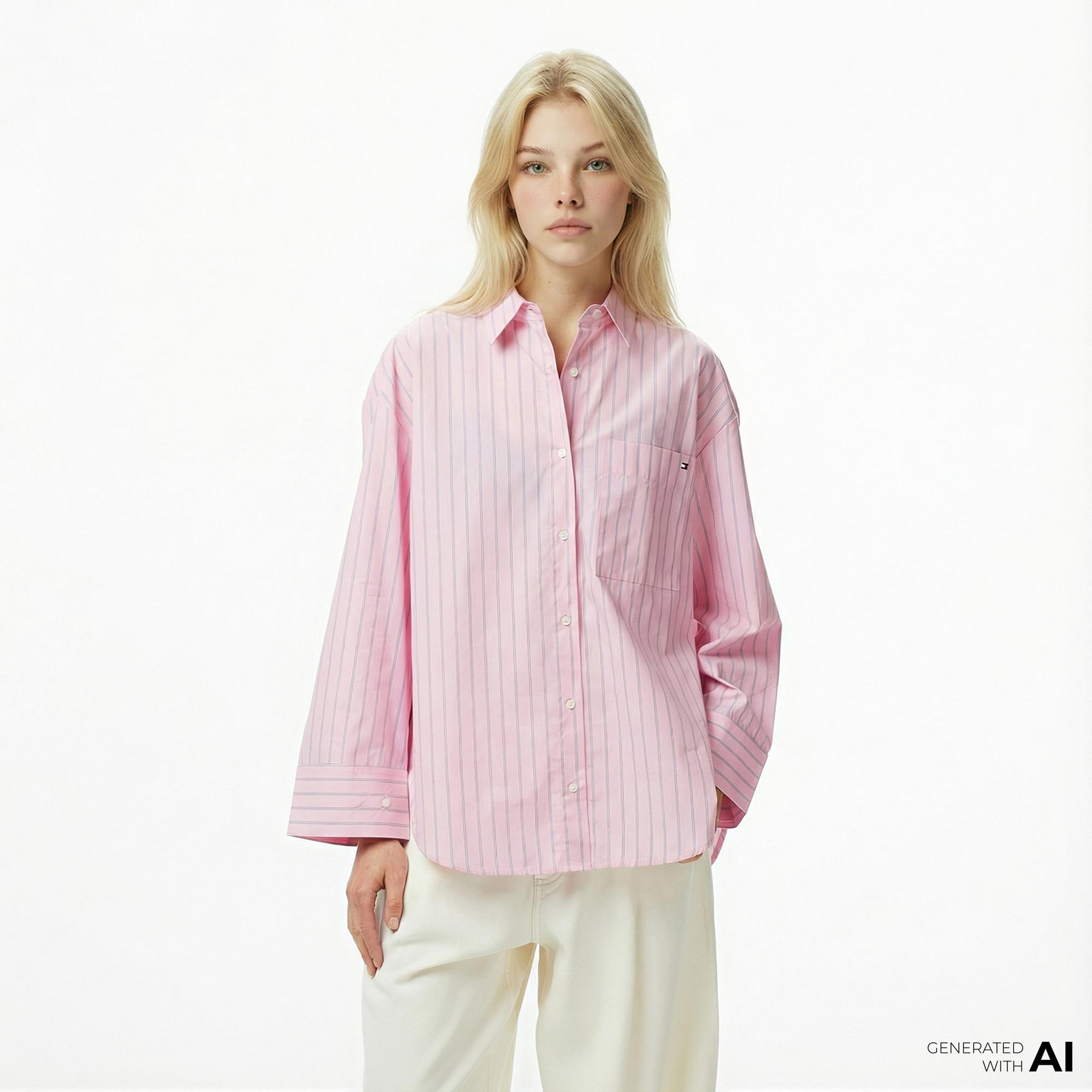 Tommy Hilfiger Essentials Poplin New Easy Kadın Pembe Gömlek