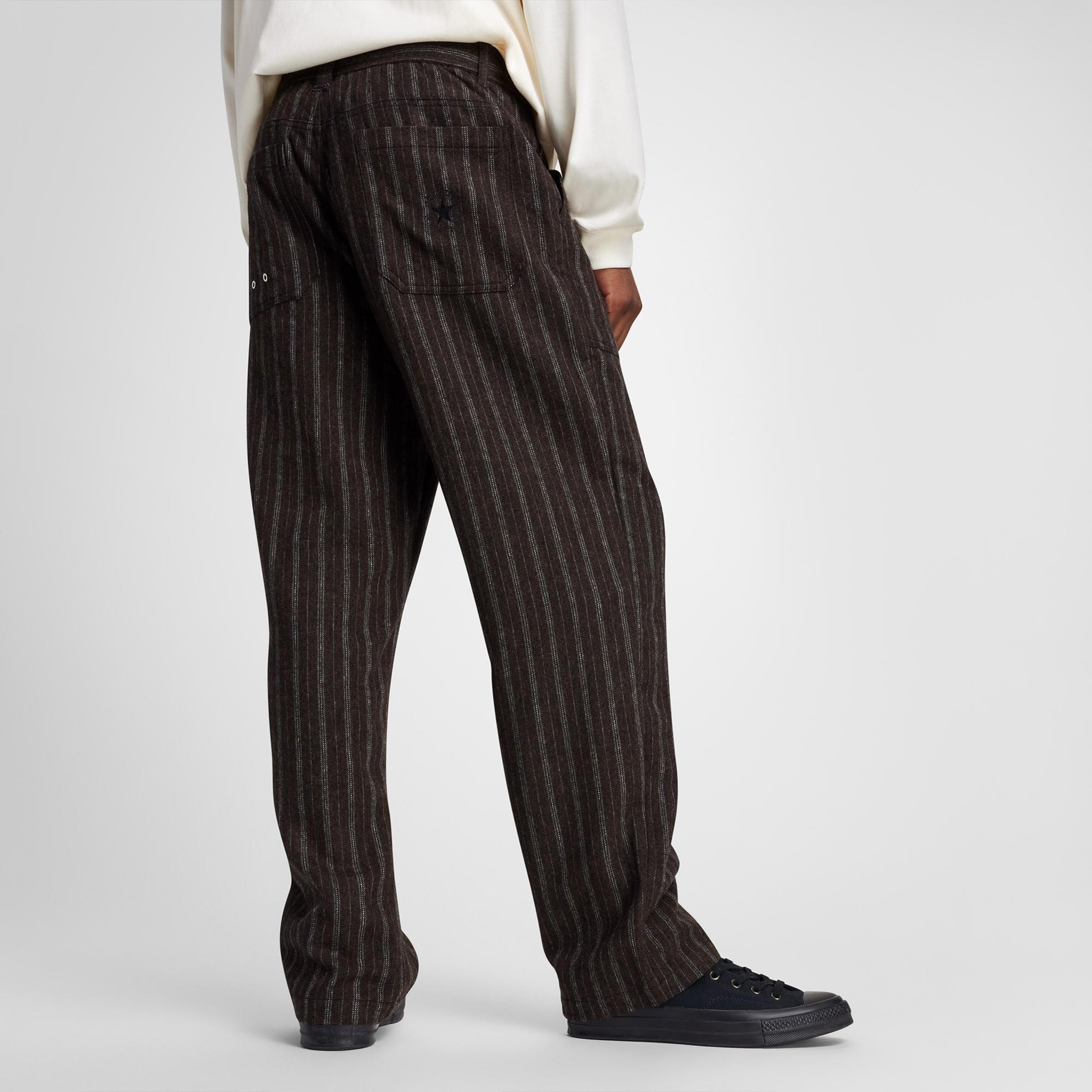 Converse Unisex Loose Fit Çizgili Kahverengi Pantolon