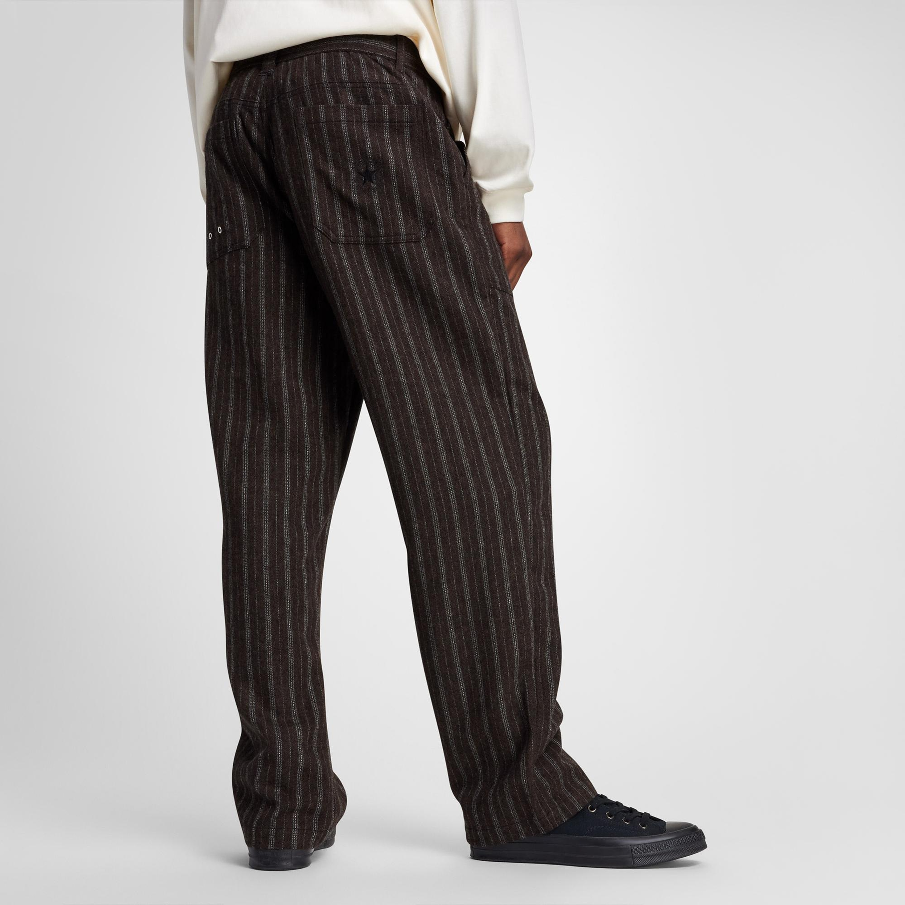 Converse Unisex Loose Fit Çizgili Kahverengi Pantolon