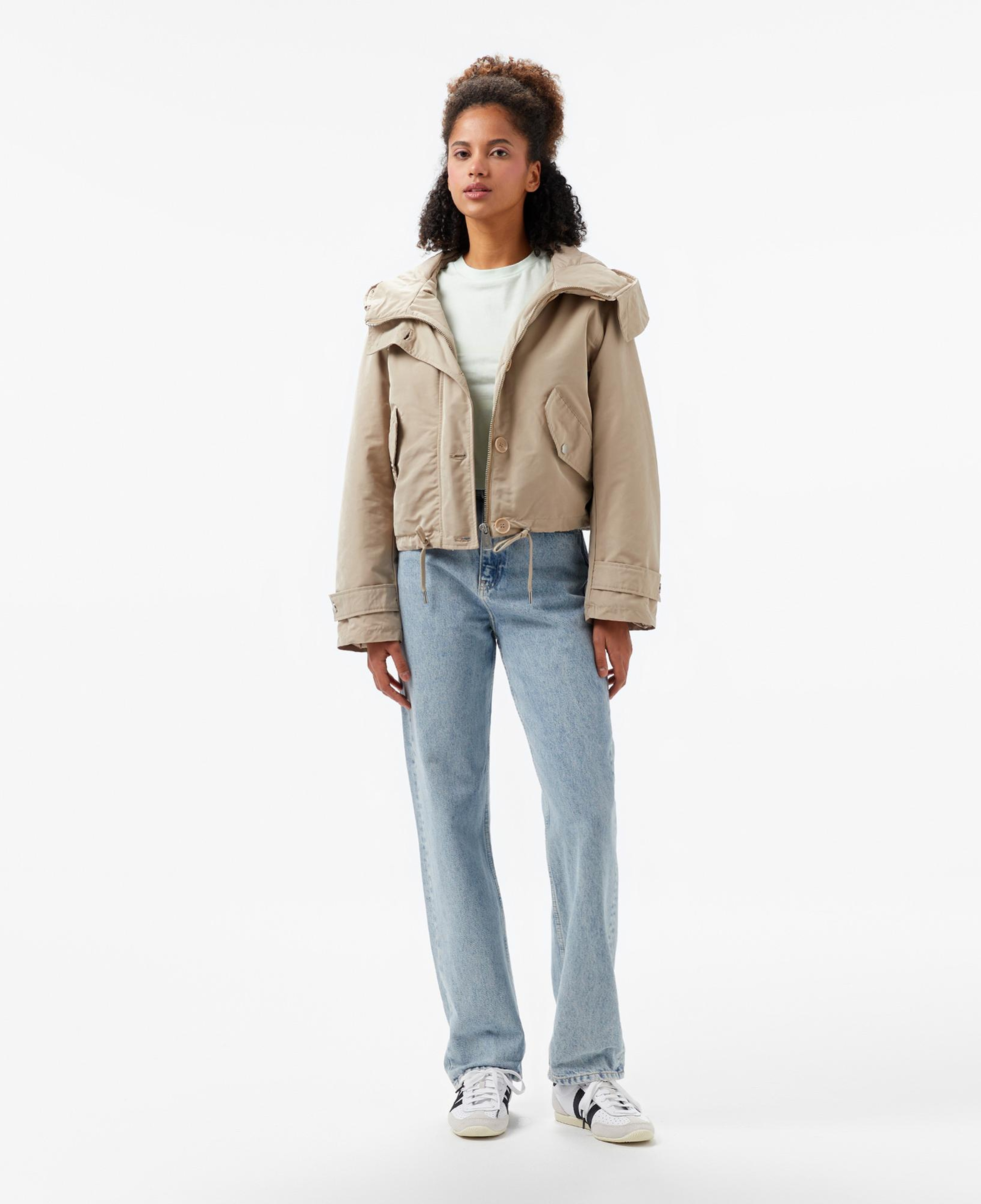 Guess Nora Cropped Canvas Kadın Bej Parka Mont