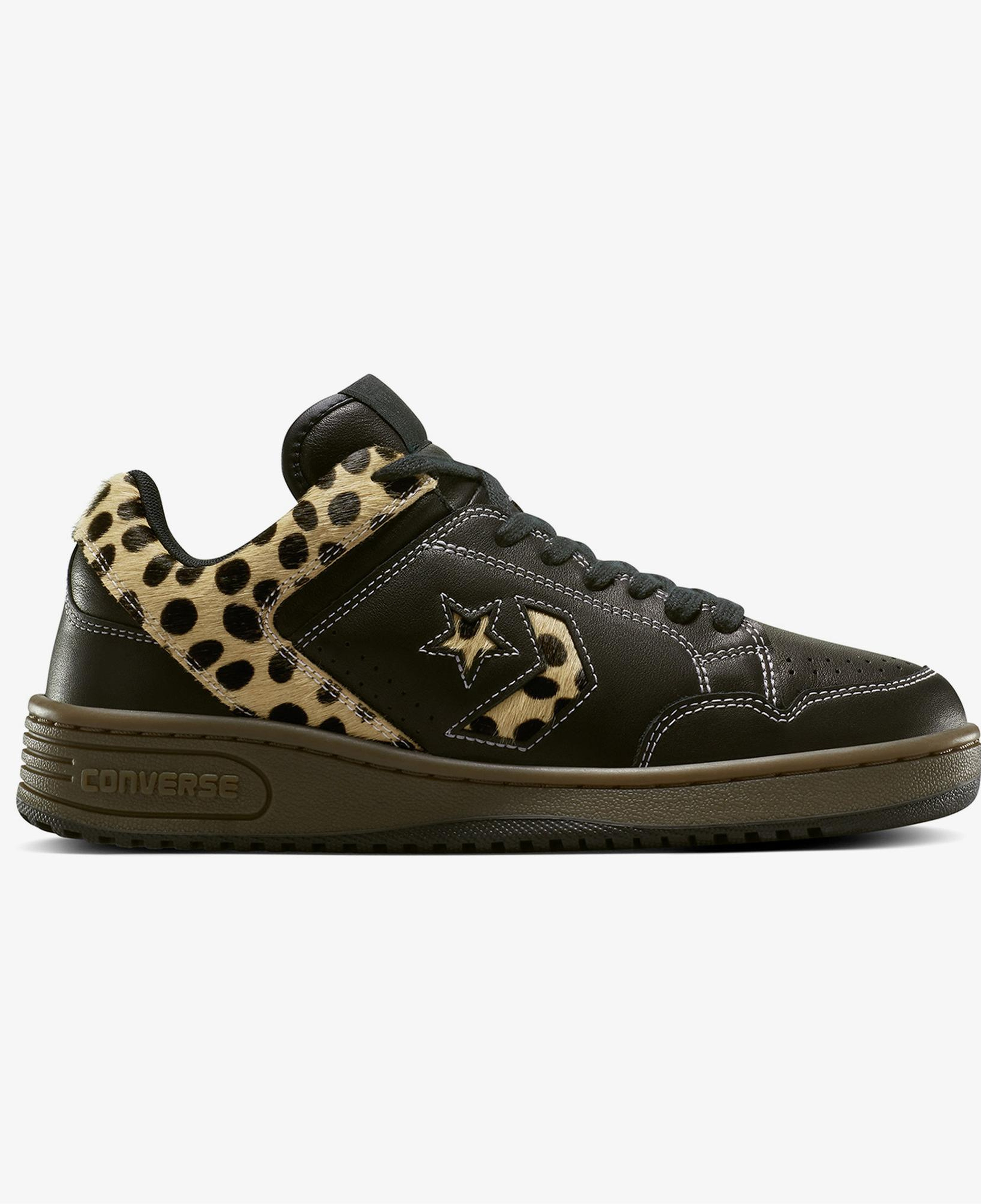 Converse Weapon Leopard Print Pony Hair Unisex Siyah Deri Sneaker