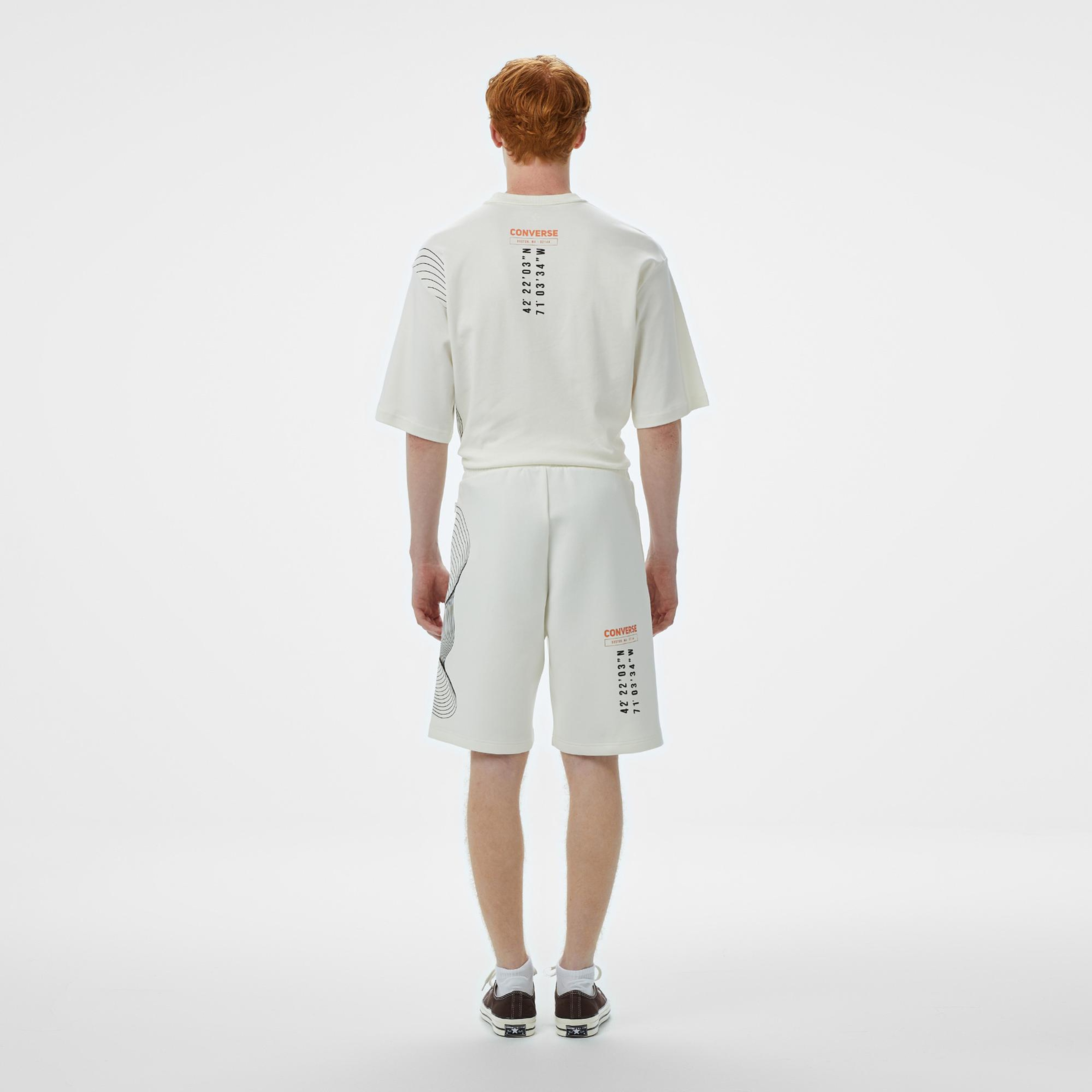 Converse Baskılı Erkek Oversize Fit Beyaz Şort