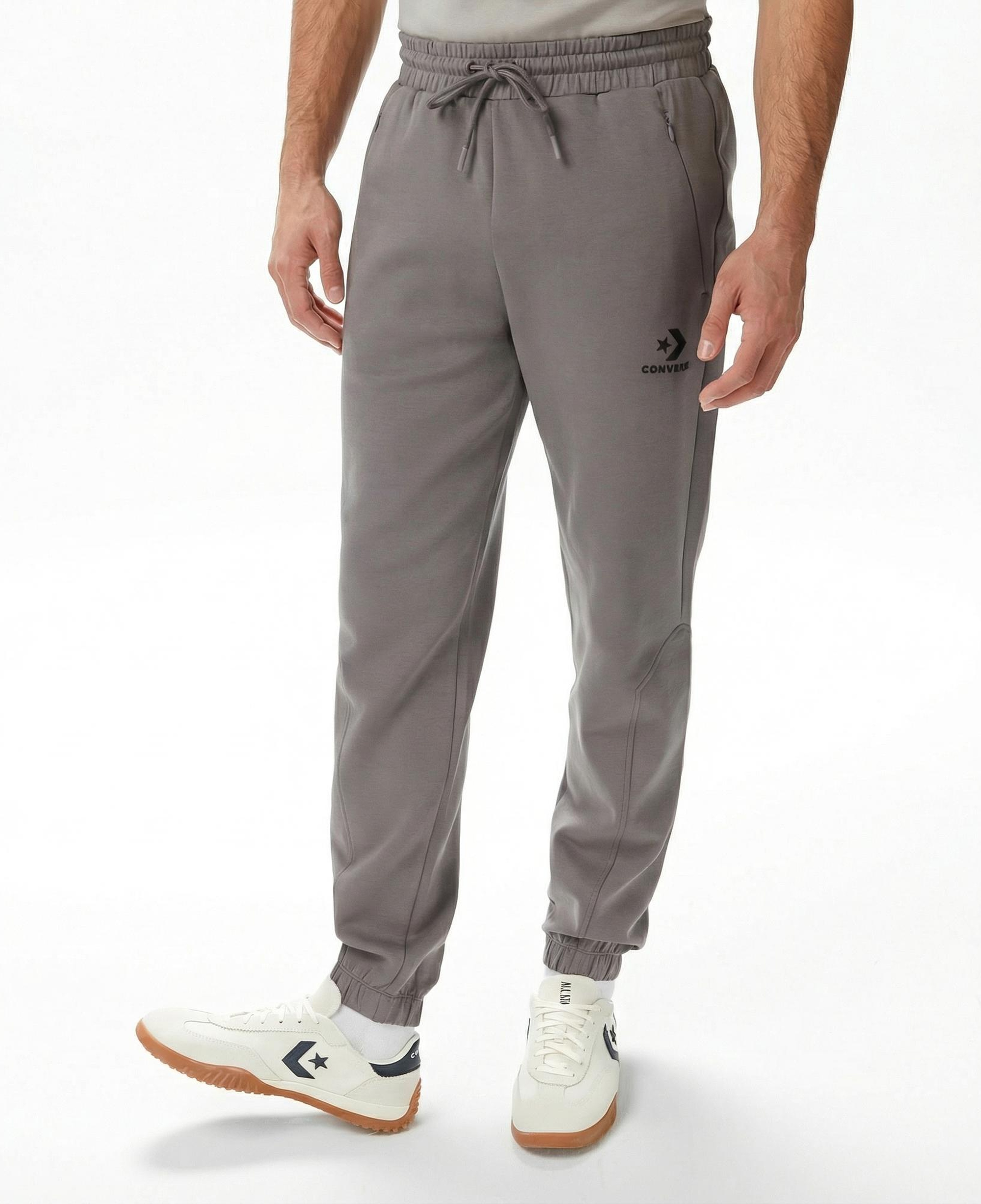 Converse Star Chevron Baskılı Erkek Oversize Fit Gri Eşofman Altı