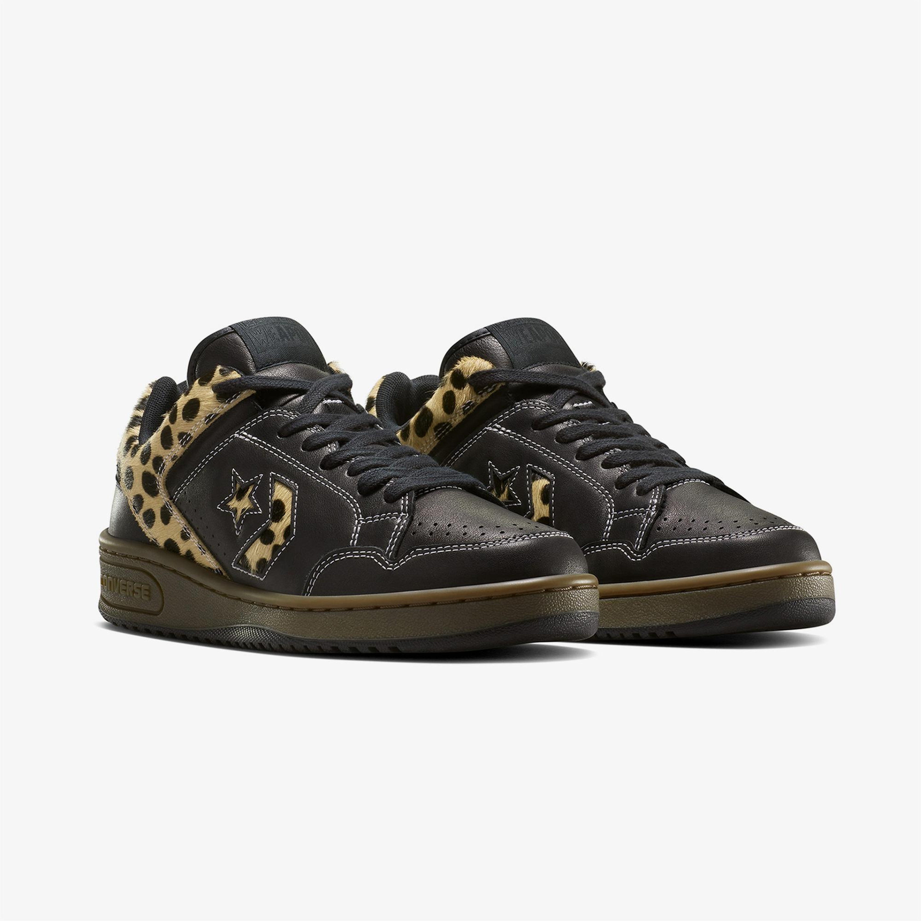 Converse Weapon Leopard Print Pony Hair Unisex Siyah Deri Sneaker