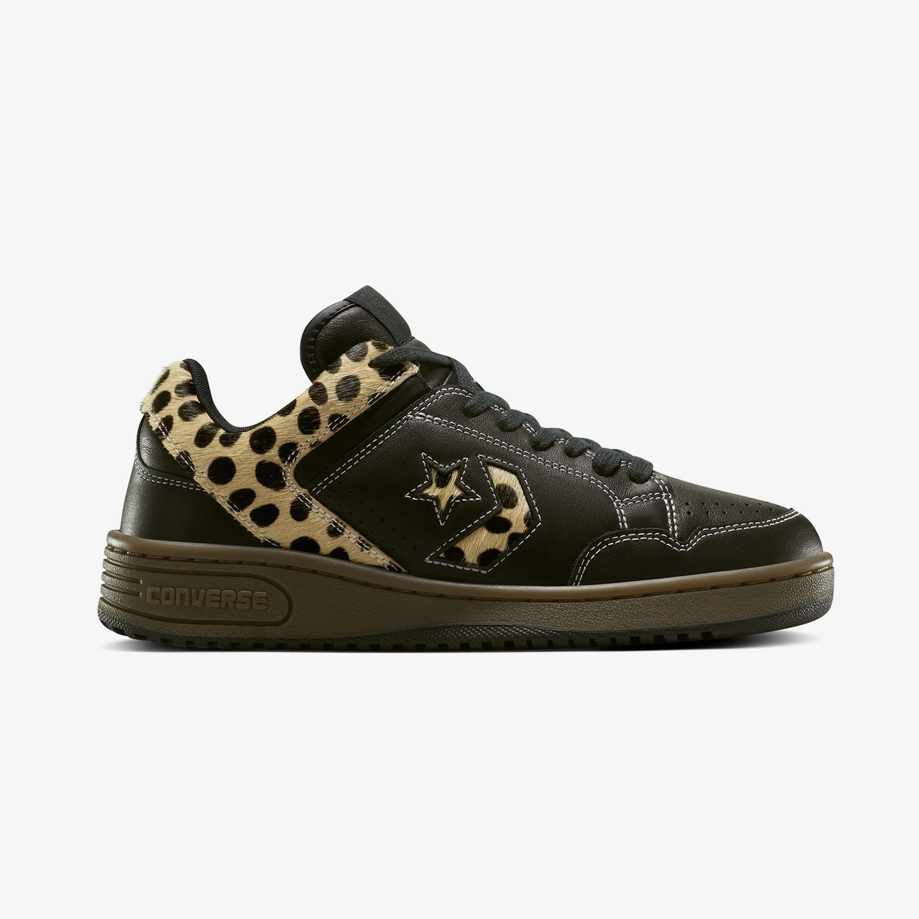 Converse Weapon Leopard Print Pony Hair Unisex Siyah Deri Sneaker
