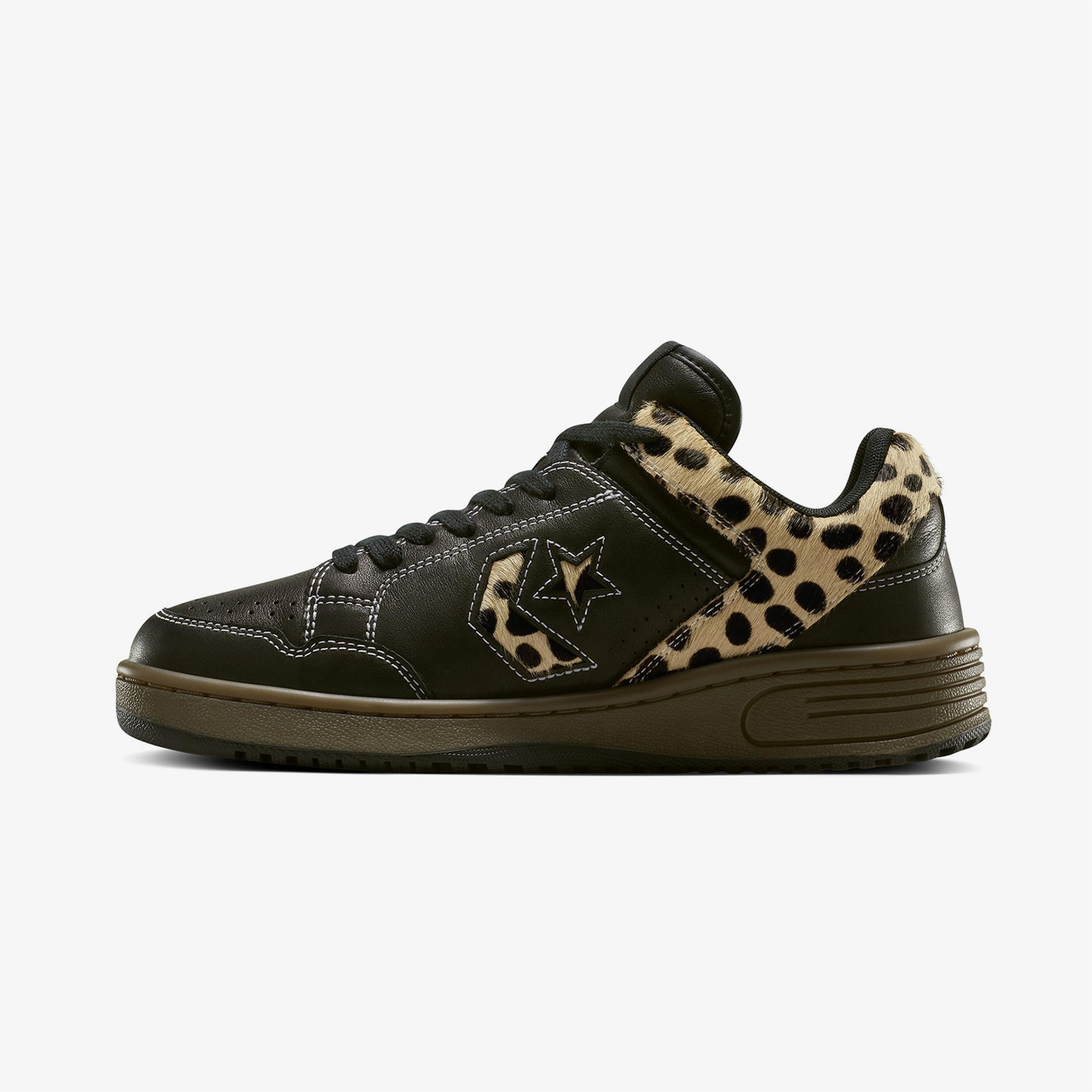 Converse Weapon Leopard Print Pony Hair Unisex Siyah Deri Sneaker