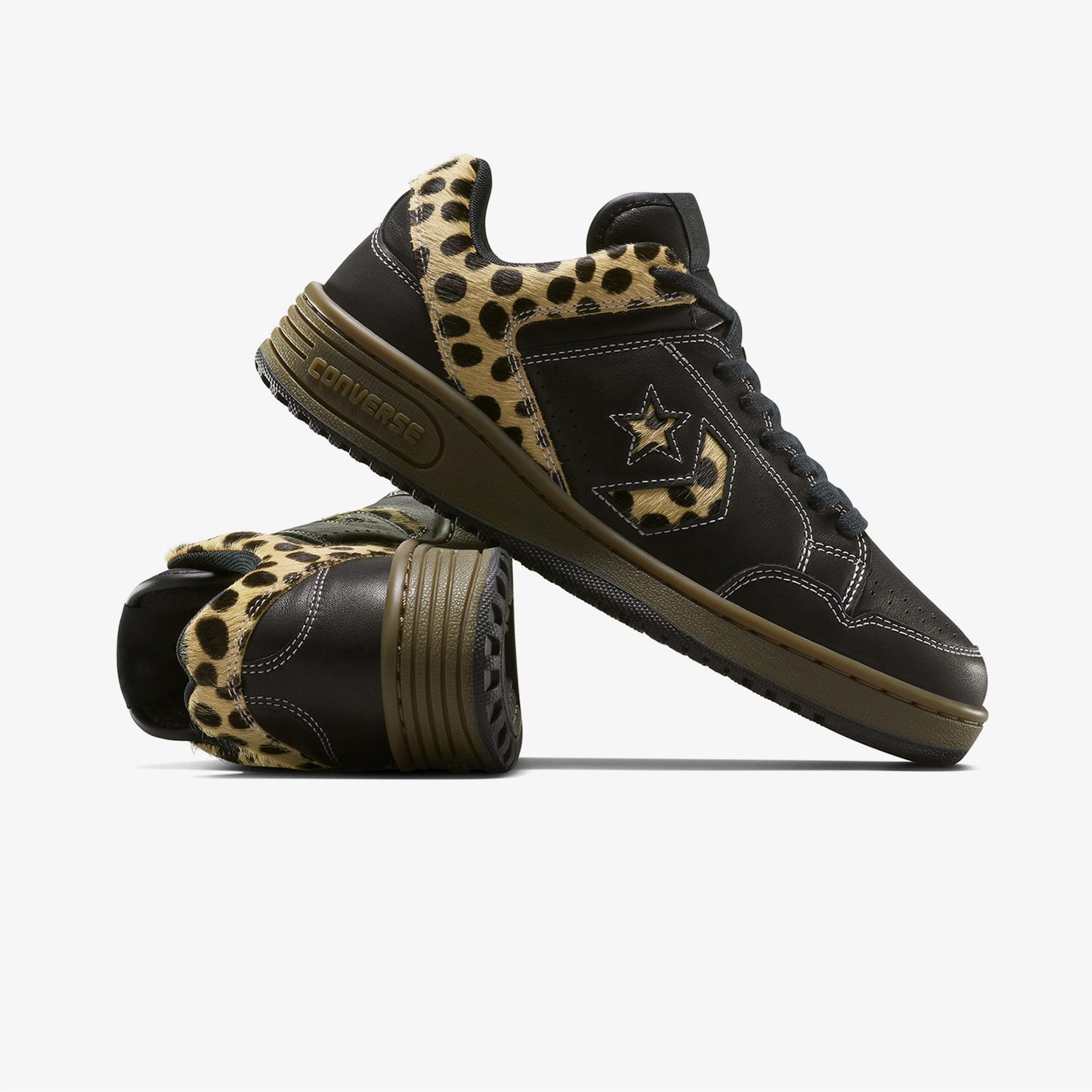 Converse Weapon Leopard Print Pony Hair Unisex Siyah Deri Sneaker